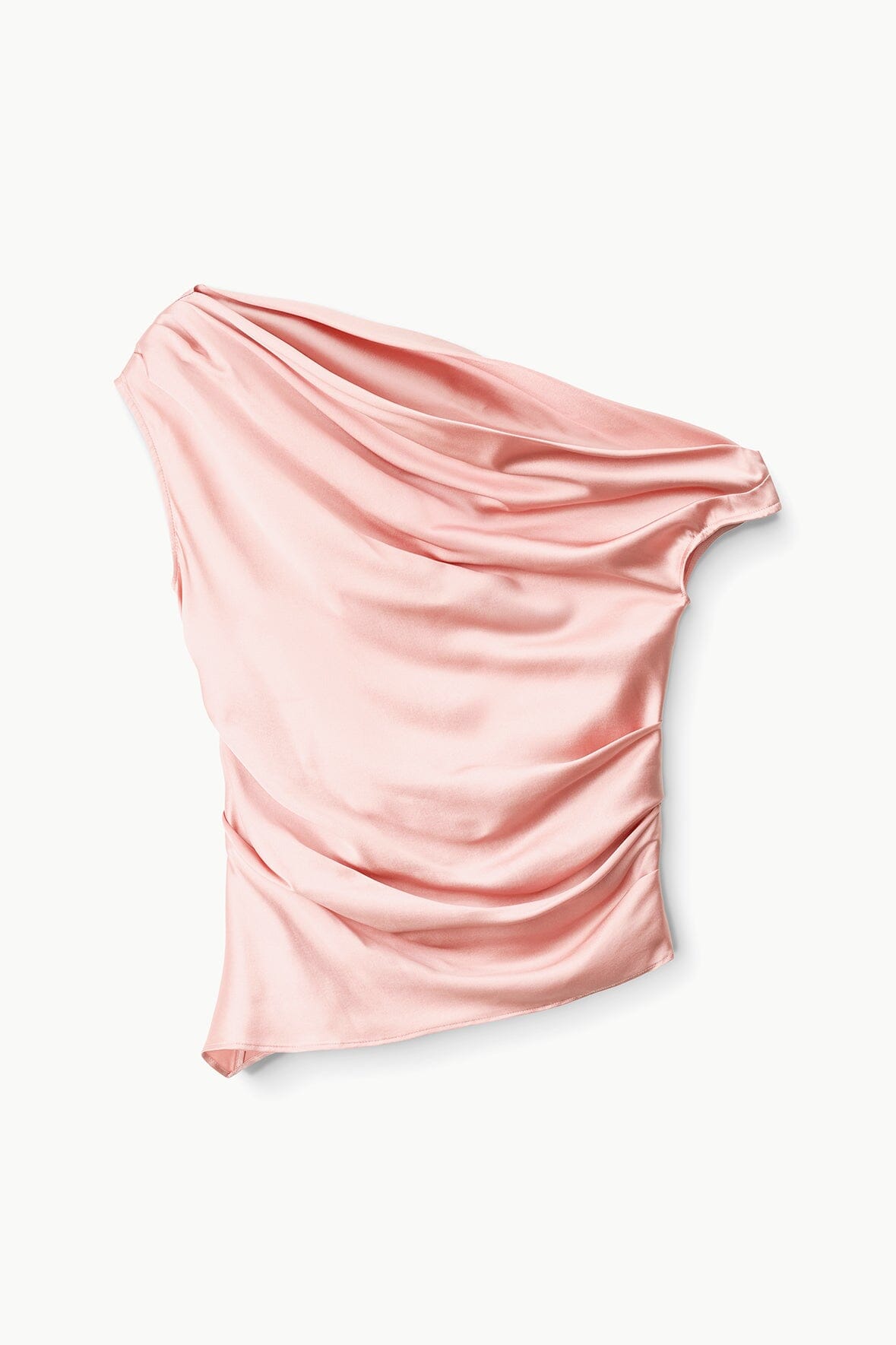 Silk Satin Off-the-Shoulder Phare Top in Rose
