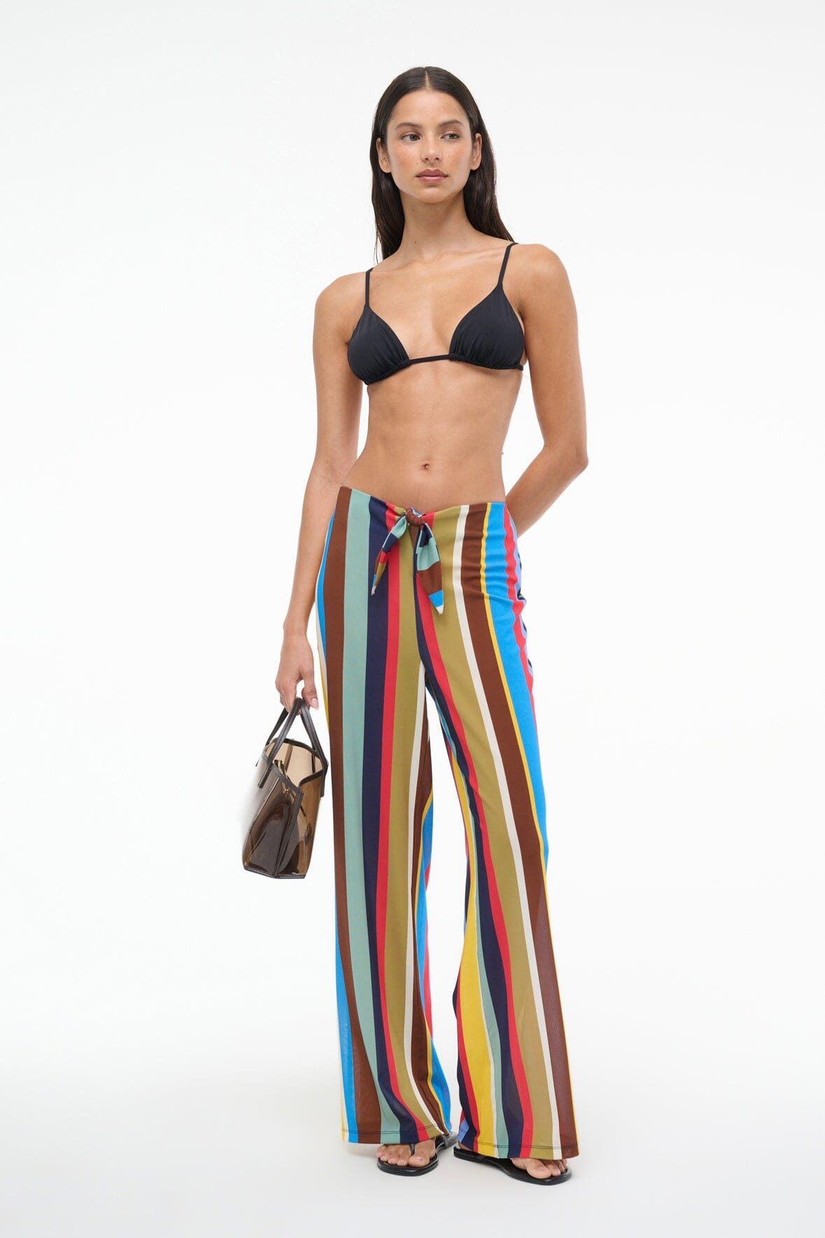 Market Stripe Pico Cover-Up Swim Pant with Sarong Tie