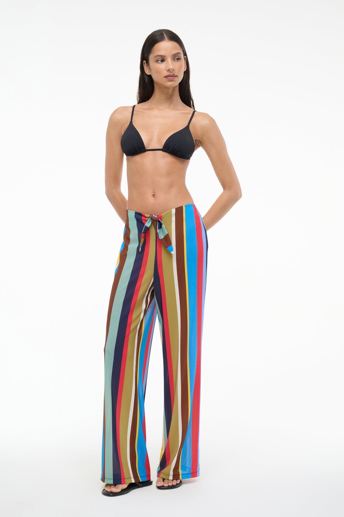Market Stripe Pico Cover-Up Swim Pant with Sarong Tie