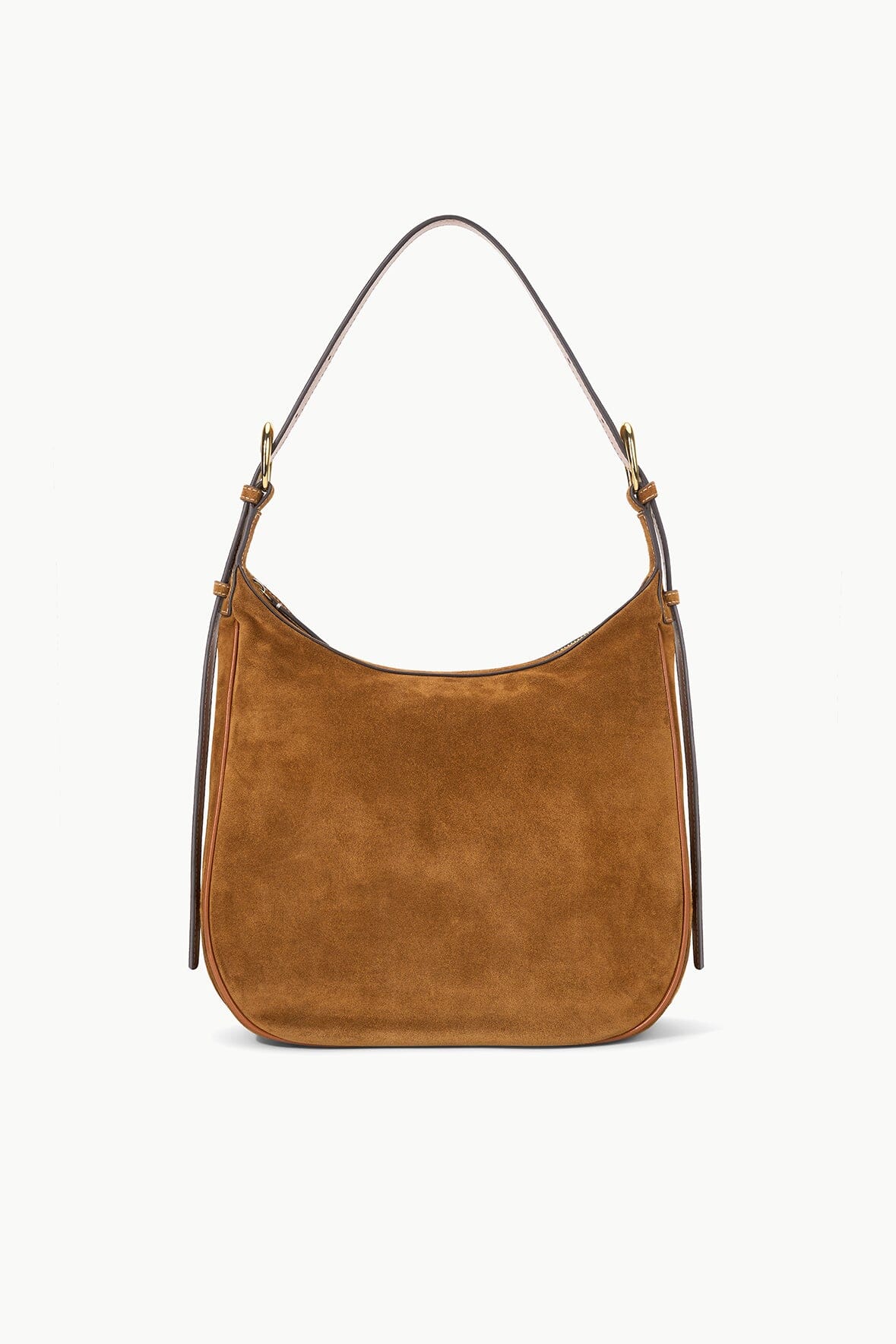 Tan Suede Hobo Bag with Adjustable Strap & Zipper Pocket - Pine