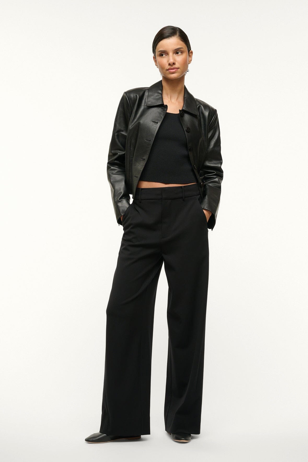 Prince Suiting Pants for Men - Black Flat Front Wide Leg Trousers