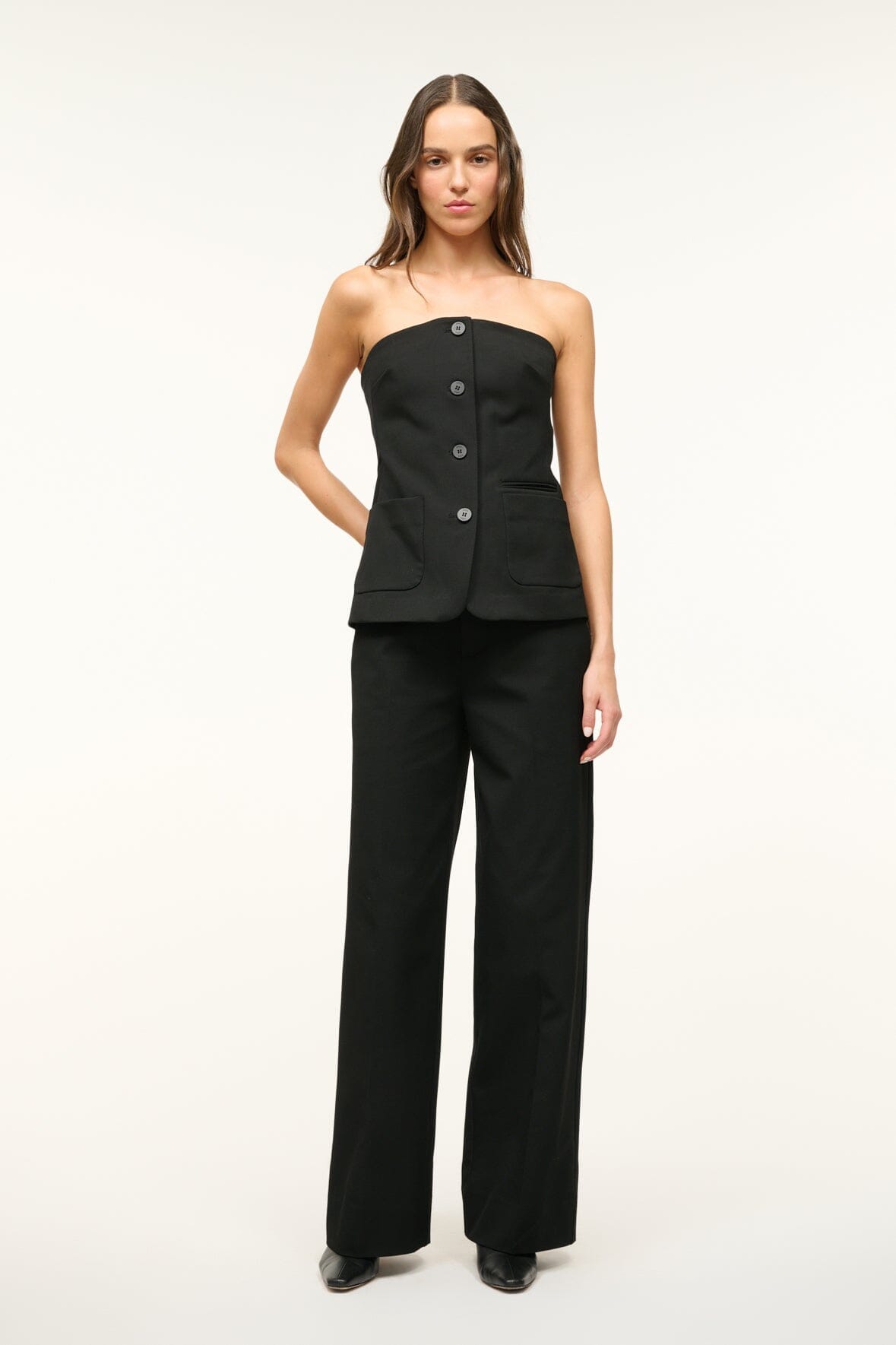 Prince Twill Suiting Pants for Men - Wide Leg Flat Front Black