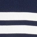 Navy & White Striped Fitted Knit Top with Front Zipper