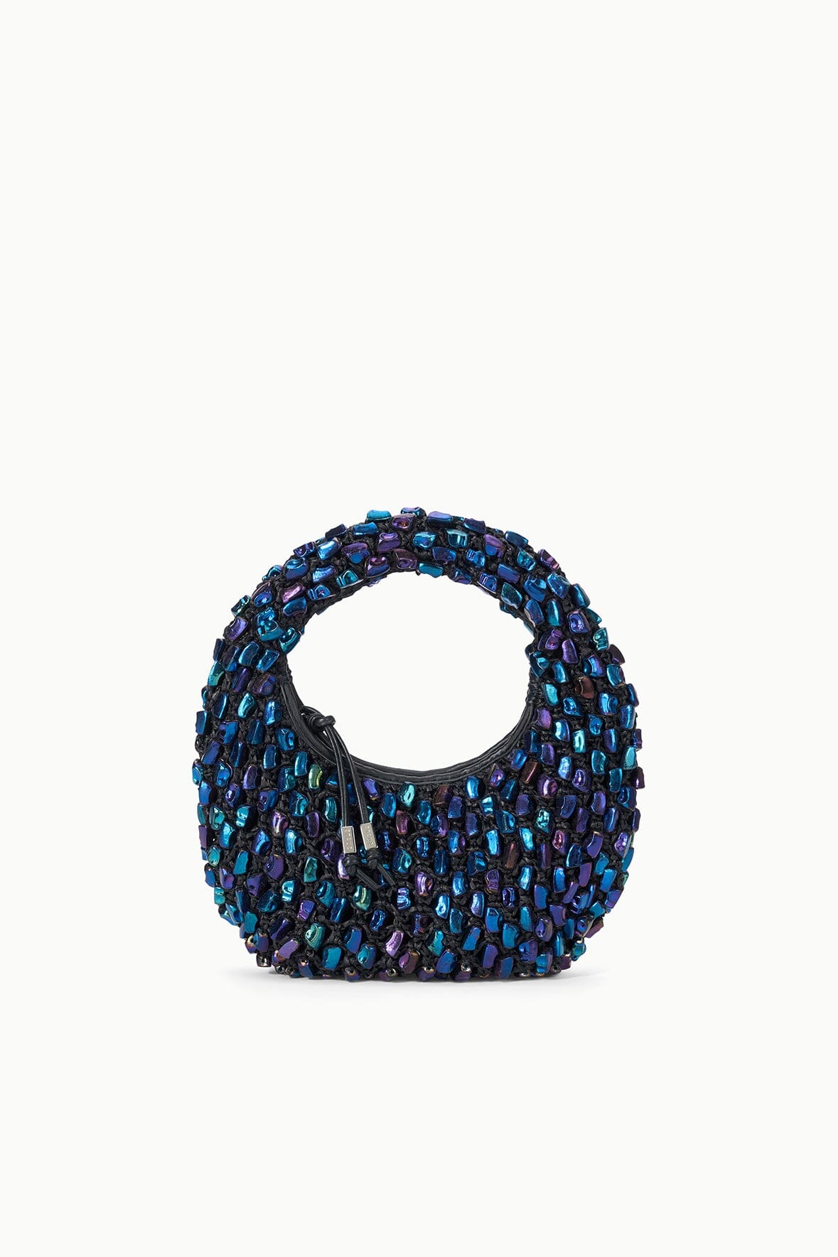 Handcrafted Beaded Reef Clutch Bag with Zipper Closure - Black