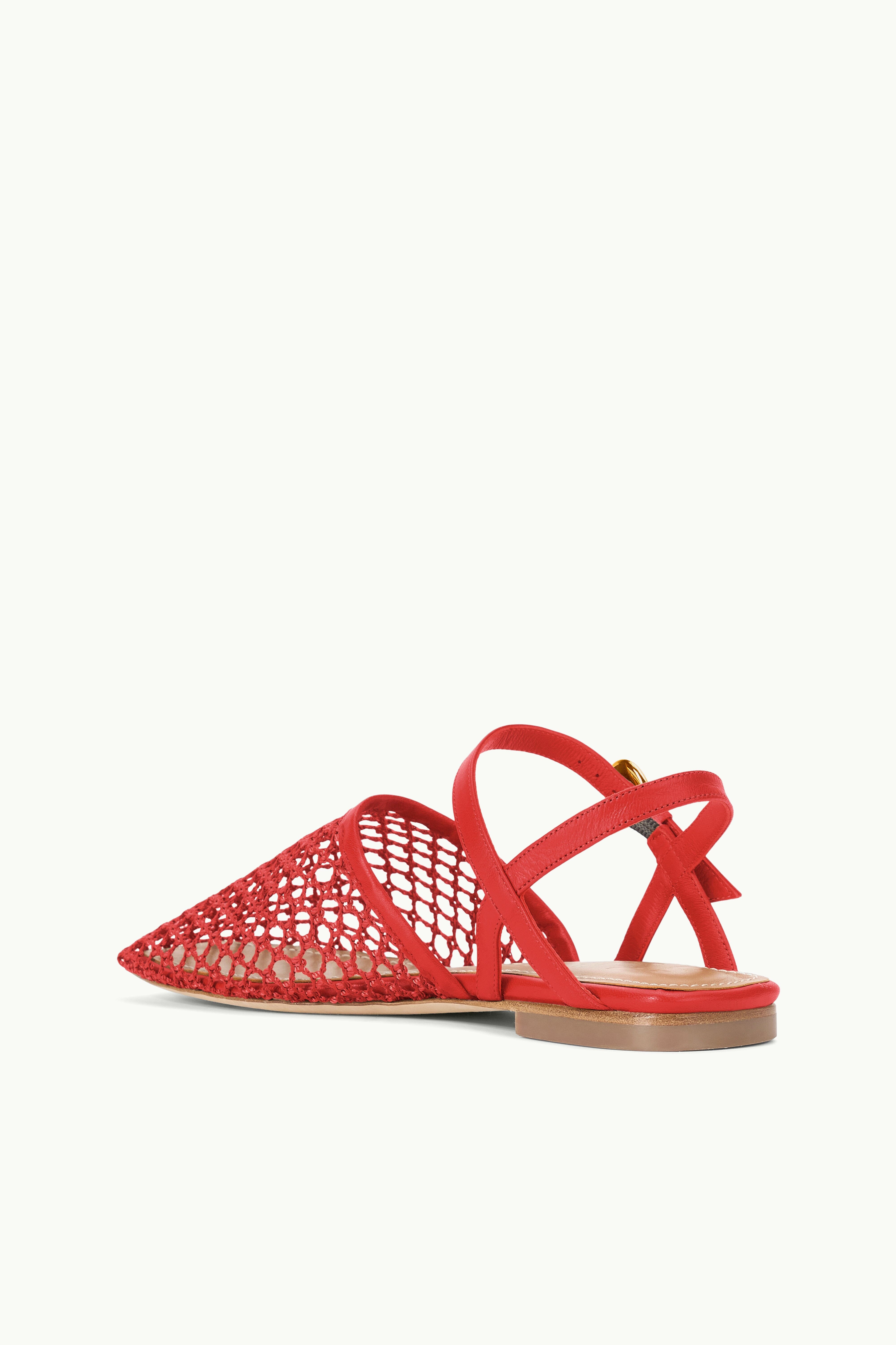 Retro Cotton Mesh Fisherman Sandals with Leather Ankle Strap | Red Netting