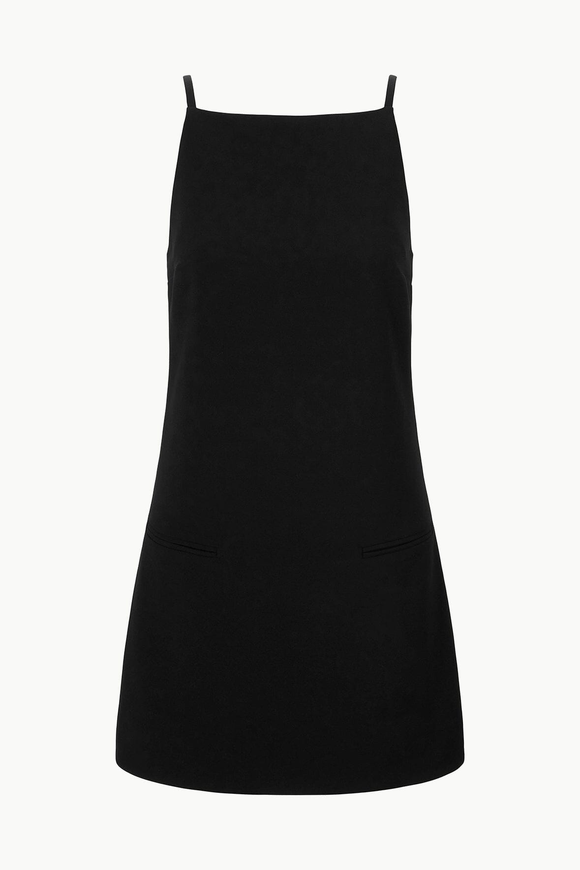 Black Square Neck Mini Dress with Pockets – Rhythm Dress