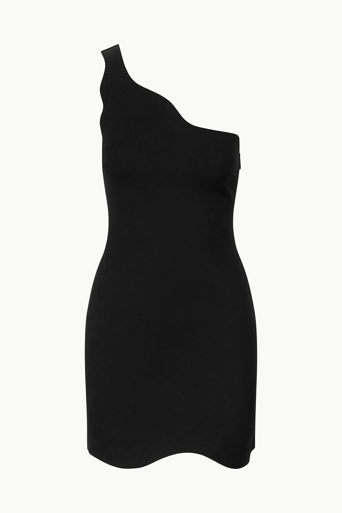 Black One Shoulder Riviera Mini Dress with Asymmetrical Neckline
