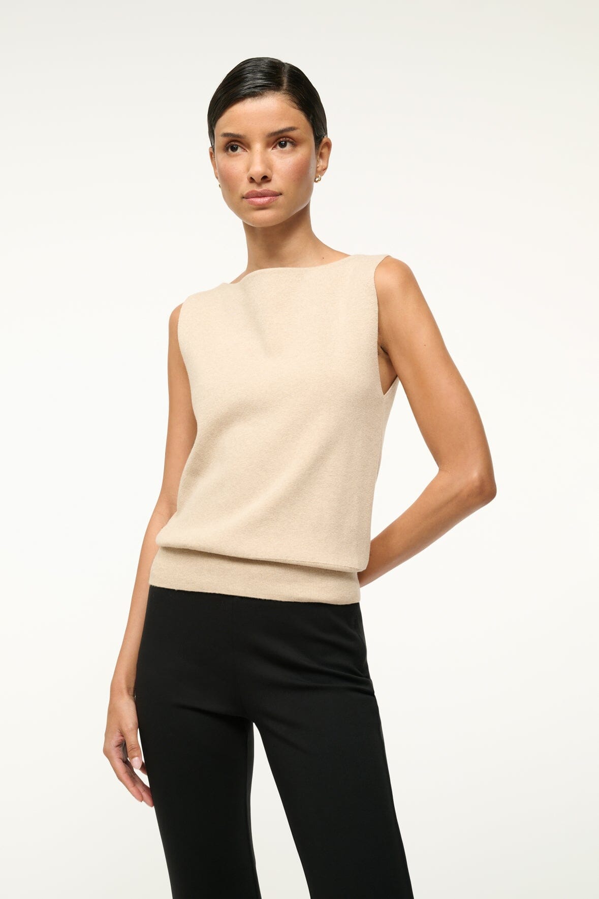 Rocki Stone Boat Neck Sweater - Elastic Hem Spring 24 Runway