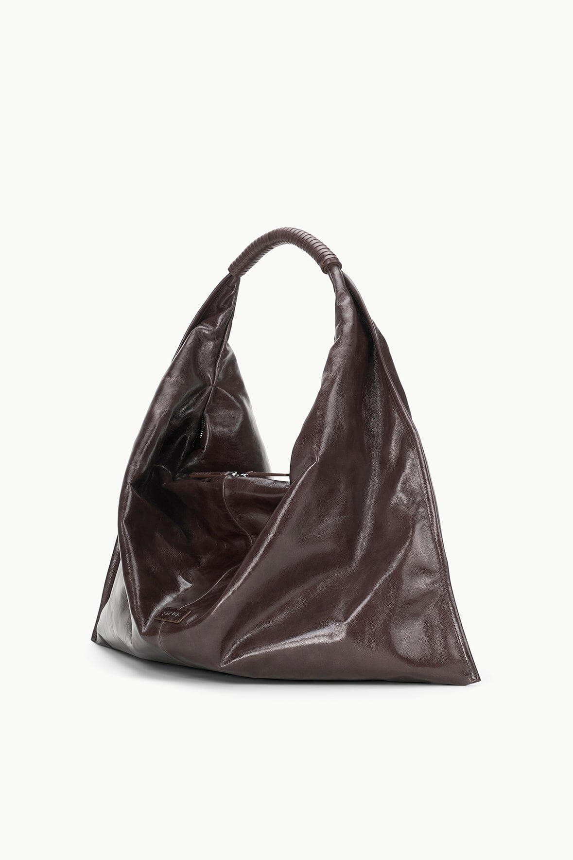 Ronnie Leather Shoulder Bag in Espresso | Zip Top & Slouchy Design