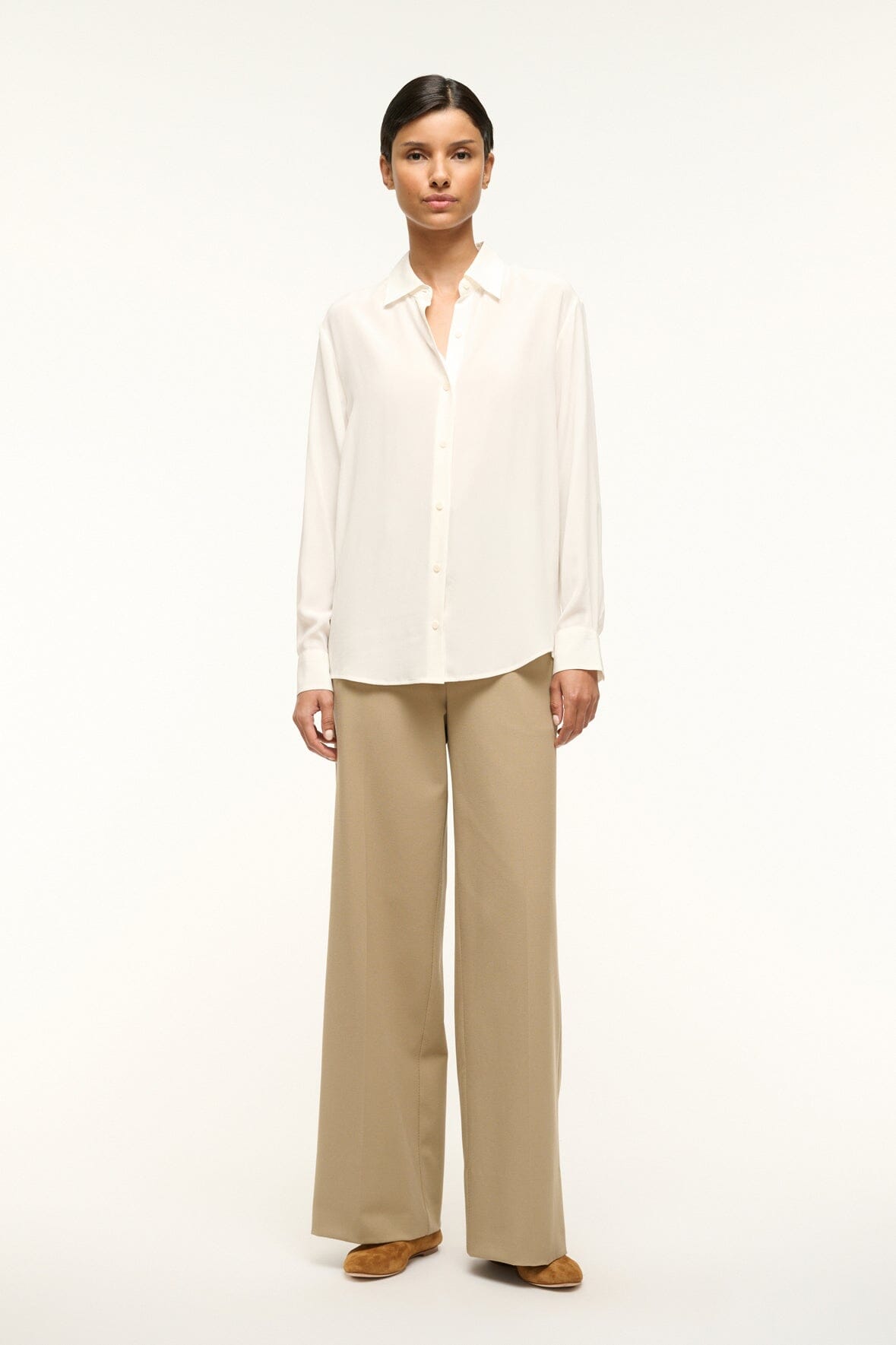Ivory Silk Button Down Shirt – Roxbury Classic Fit