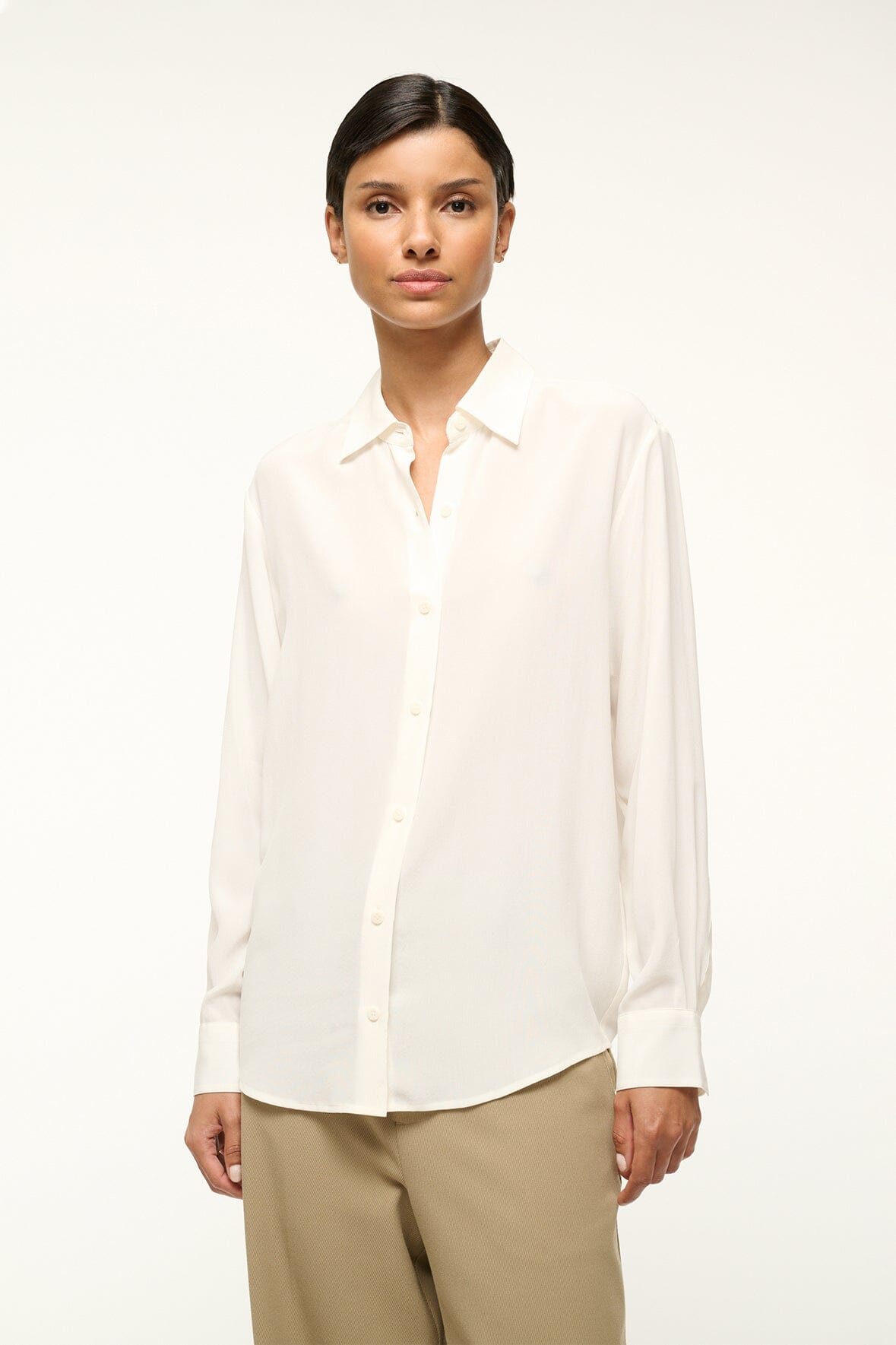 Ivory Silk Button Down Shirt – Roxbury Classic Fit