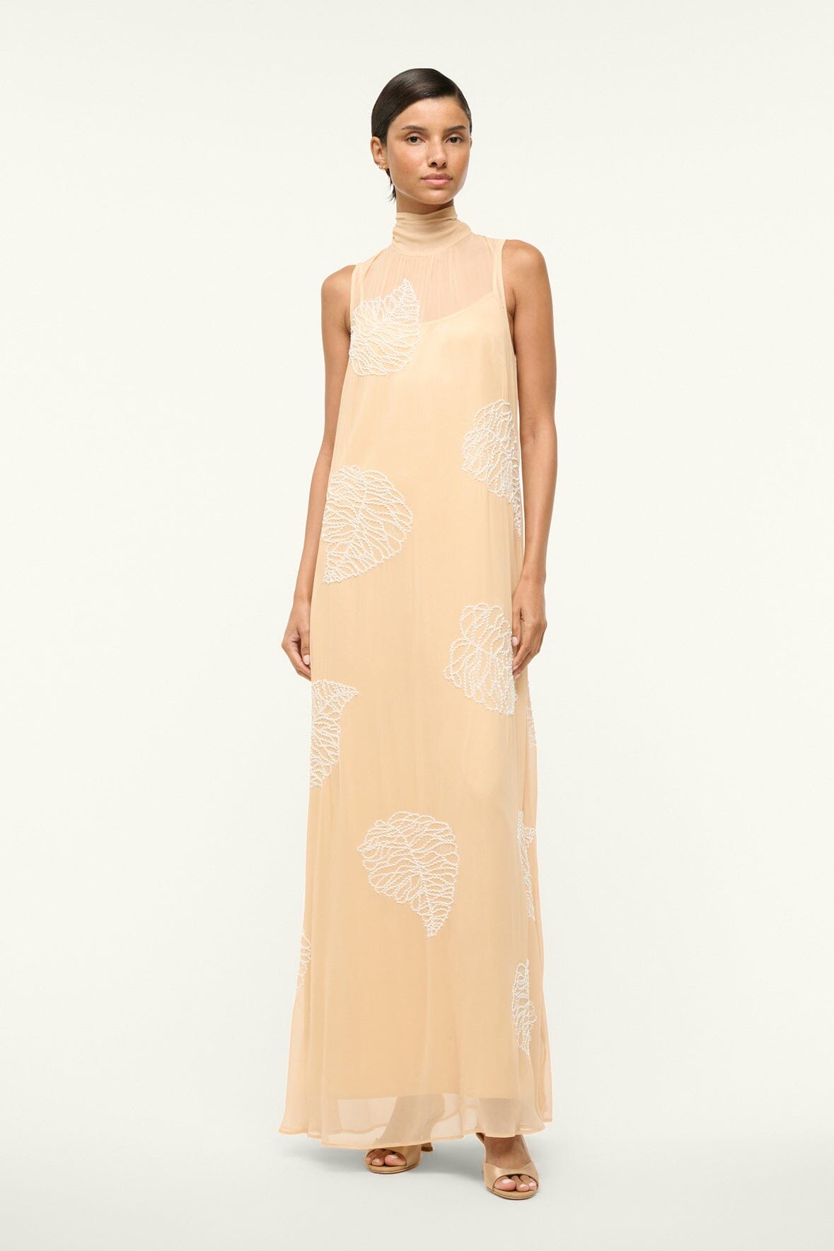 Sandy Palm Rubi Dress - Sleeveless Beaded Chiffon with 3D Applique