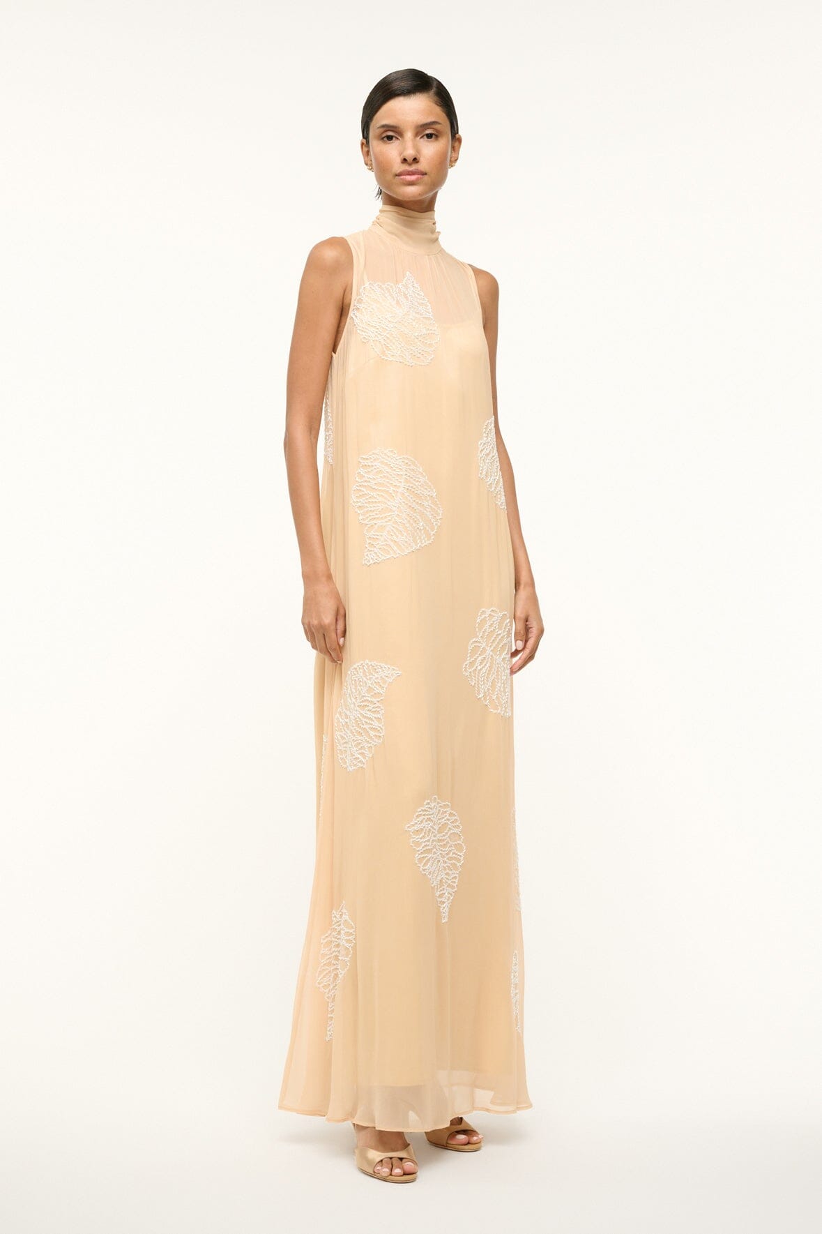 Sandy Palm Rubi Dress - Sleeveless Beaded Chiffon with 3D Applique