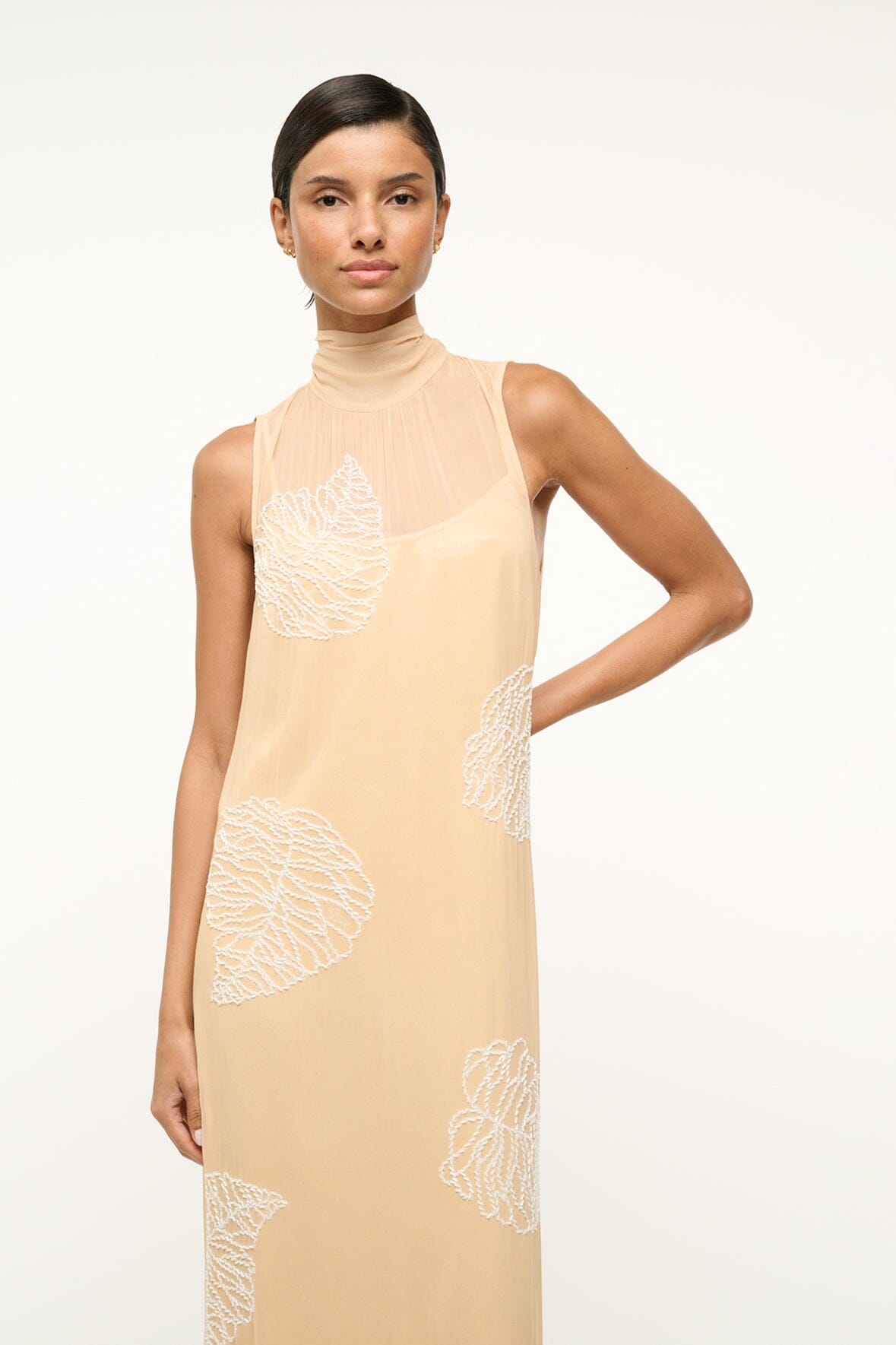 Sandy Palm Rubi Dress - Sleeveless Beaded Chiffon with 3D Applique