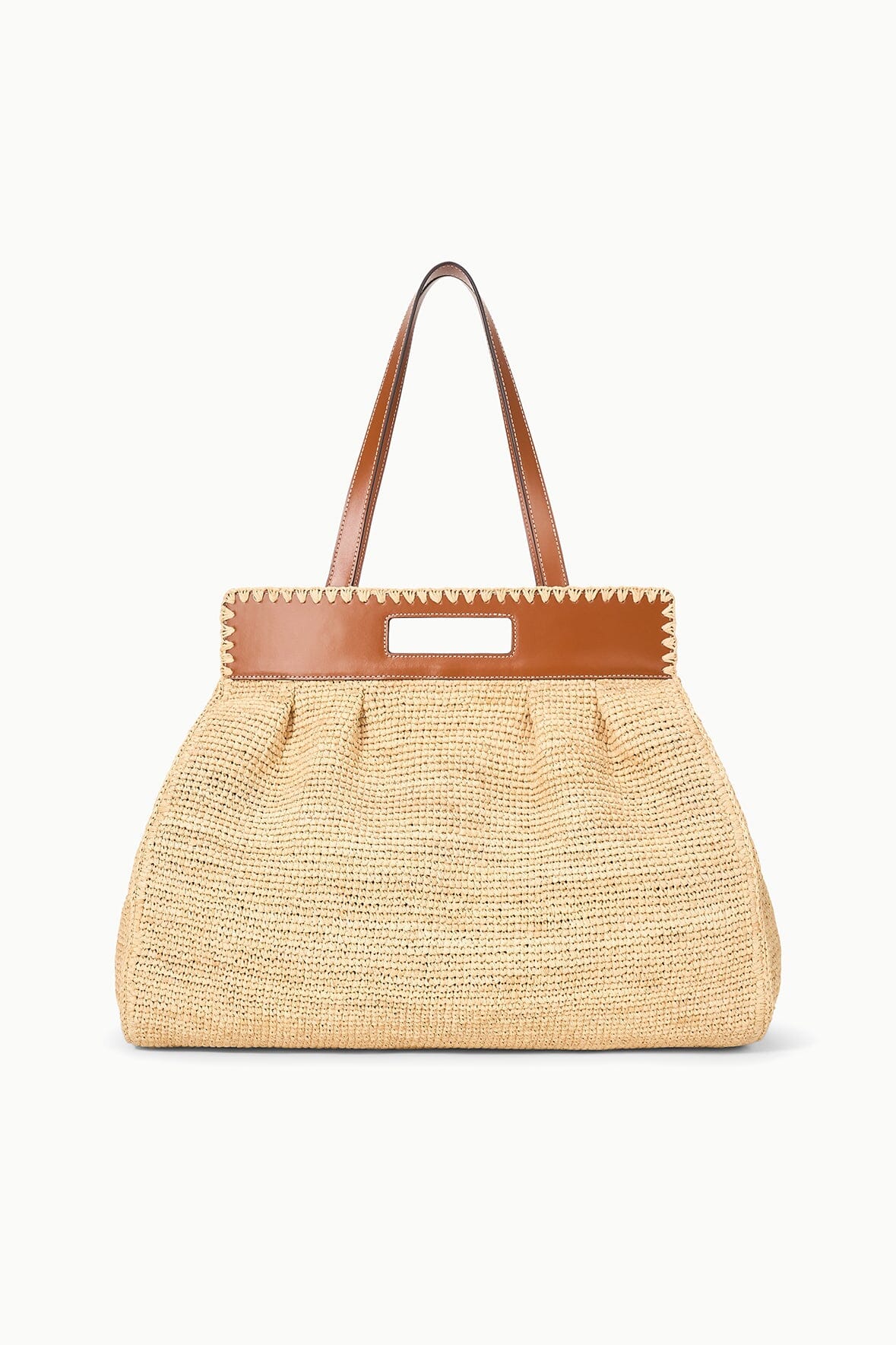 Raffia Tote Bag with Leather Straps – Rue in Natural Tan