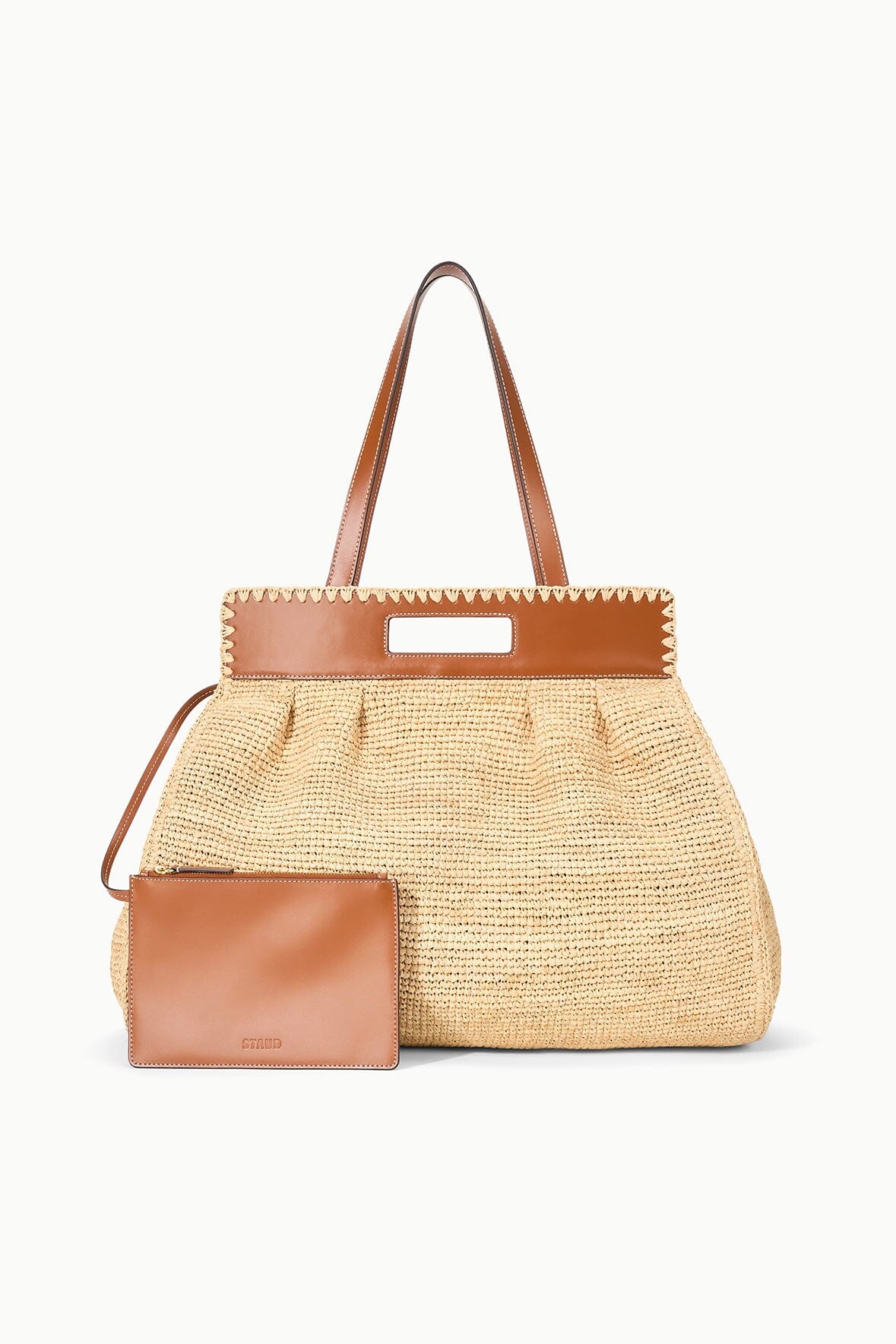 Raffia Tote Bag with Leather Straps – Rue in Natural Tan