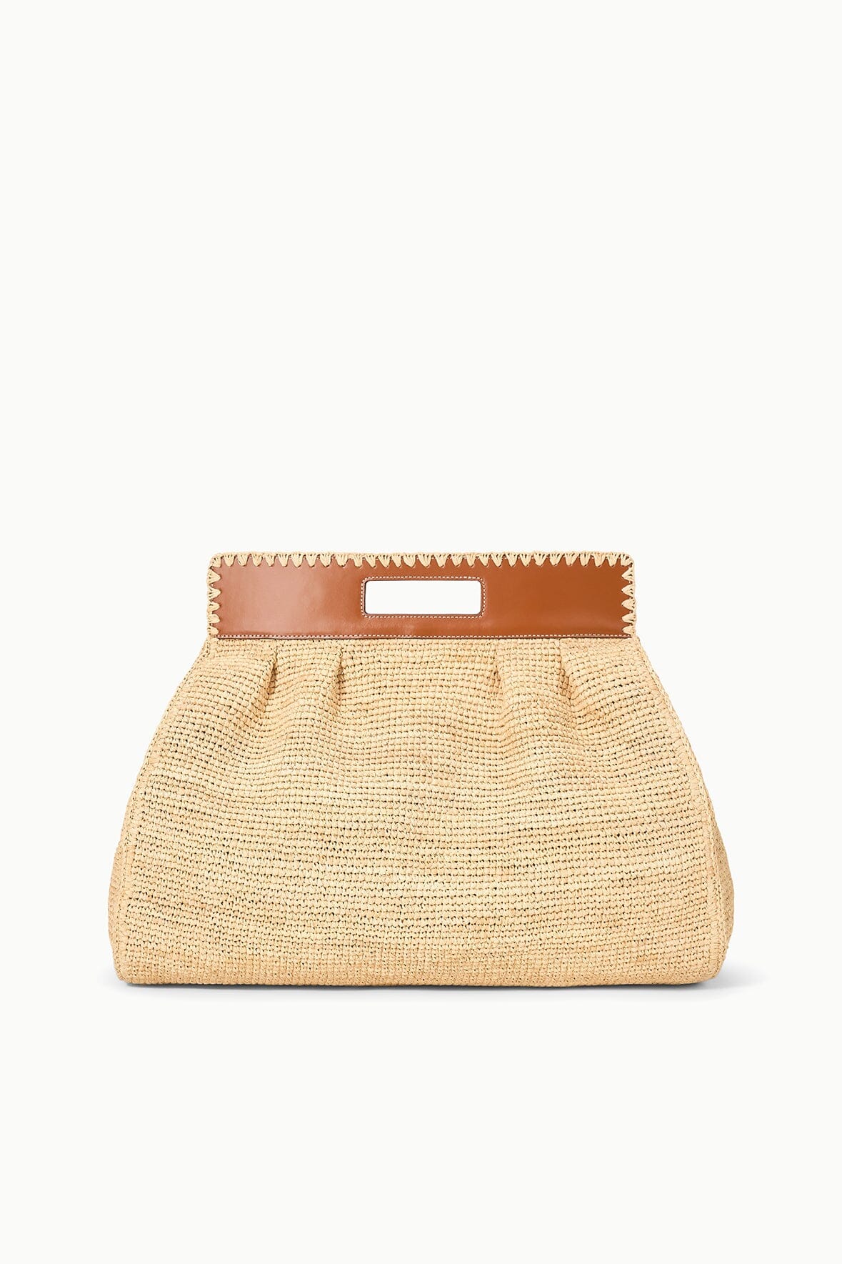 Raffia Tote Bag with Leather Straps – Rue in Natural Tan