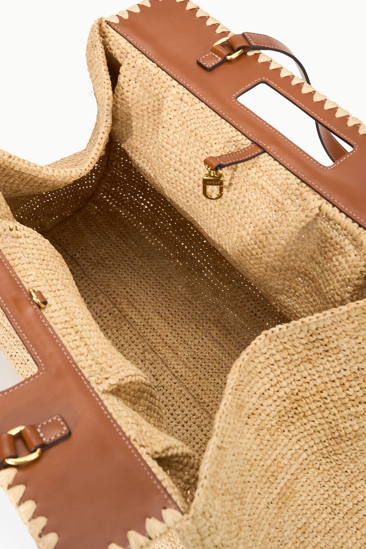 Raffia Tote Bag with Leather Straps – Rue in Natural Tan