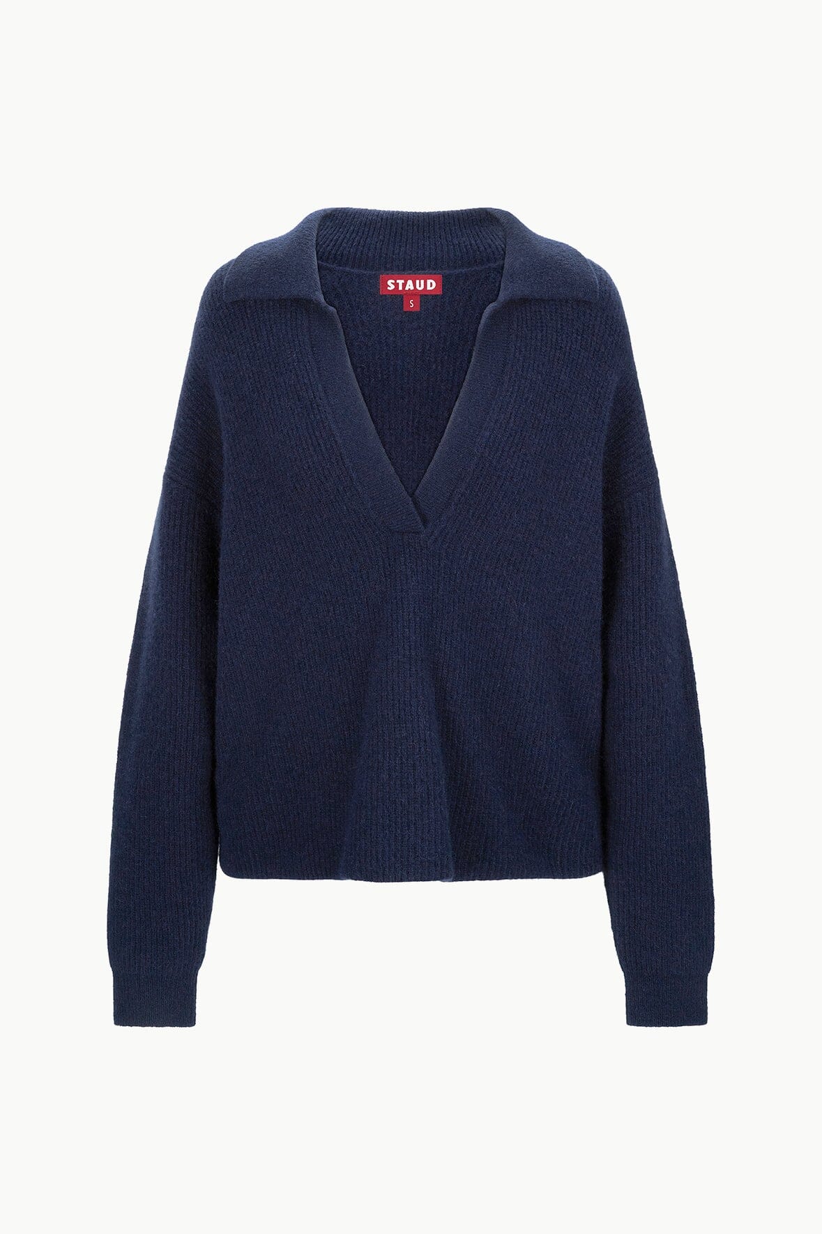 Ruston Navy Rib Knit Polo Sweater - Relaxed Fit