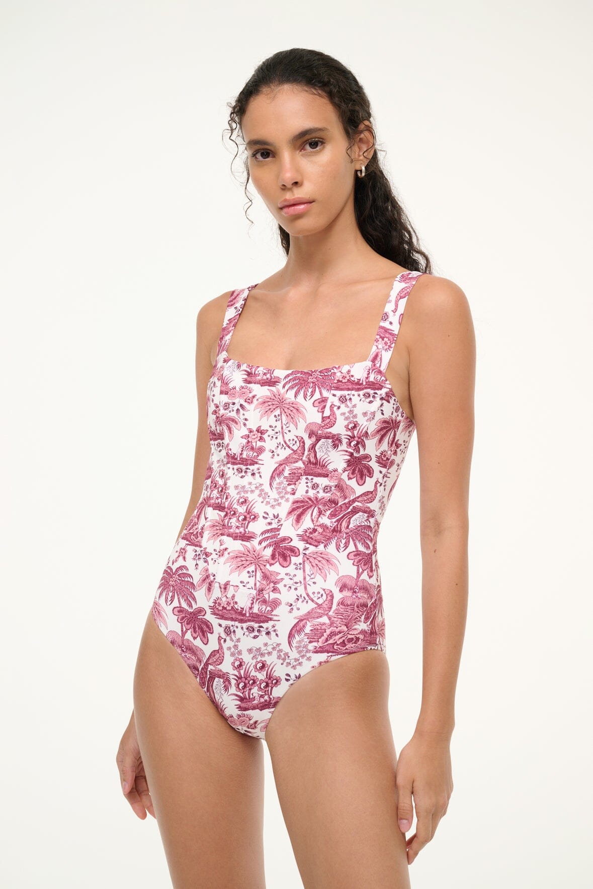 Adelaide Corset One Piece Swimsuit with Back Zipper | Bordeaux Toile