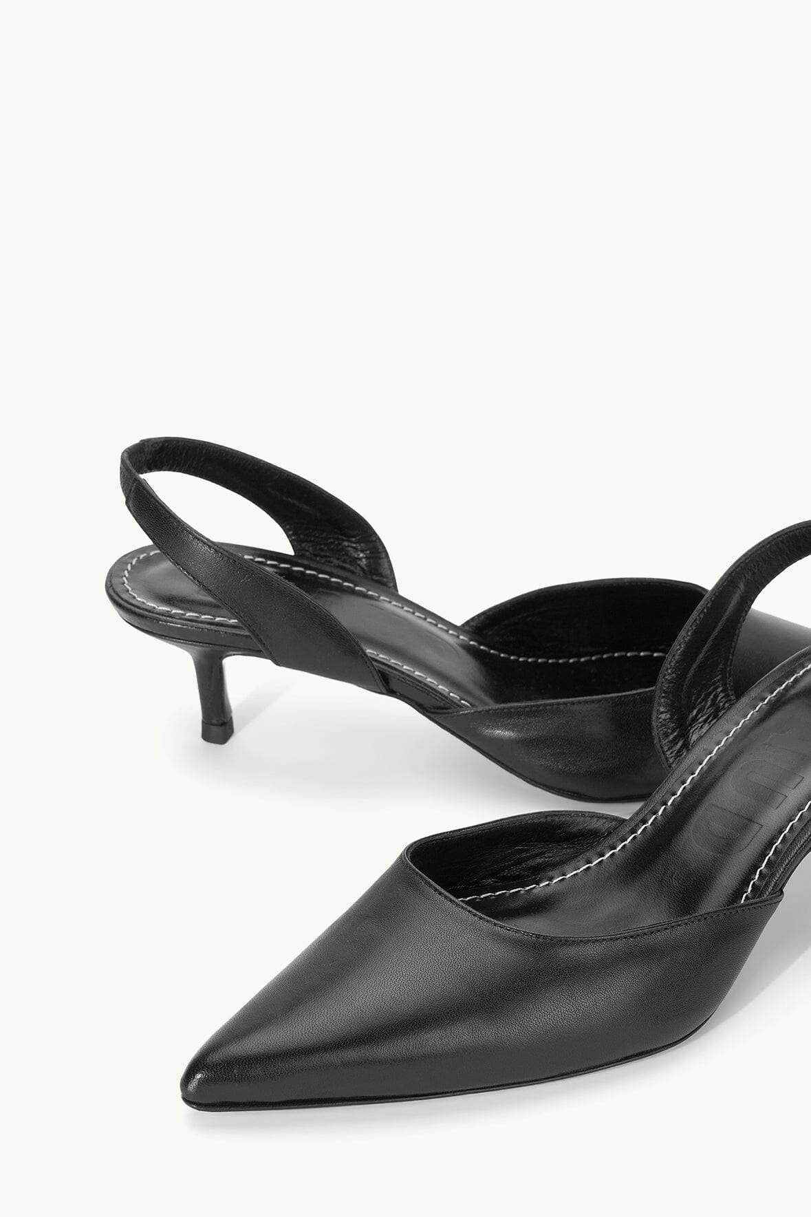 Sebastian Black Nappa Leather Slingback Heels