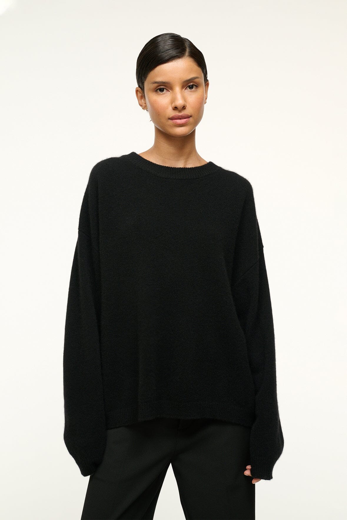 Serrano Black Cashmere Sweater | Relaxed Crewneck for Women