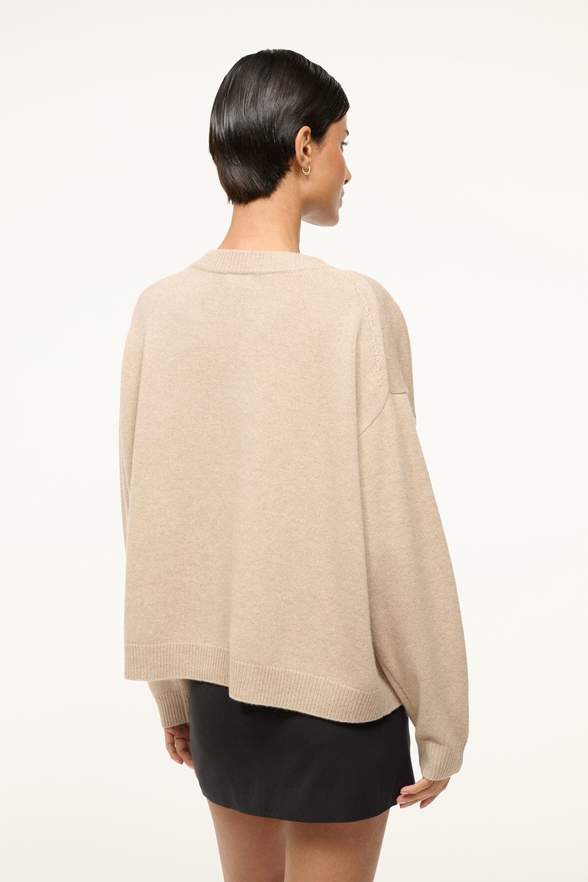 Serrano 100% Cashmere Relaxed Crewneck Sweater in Stone