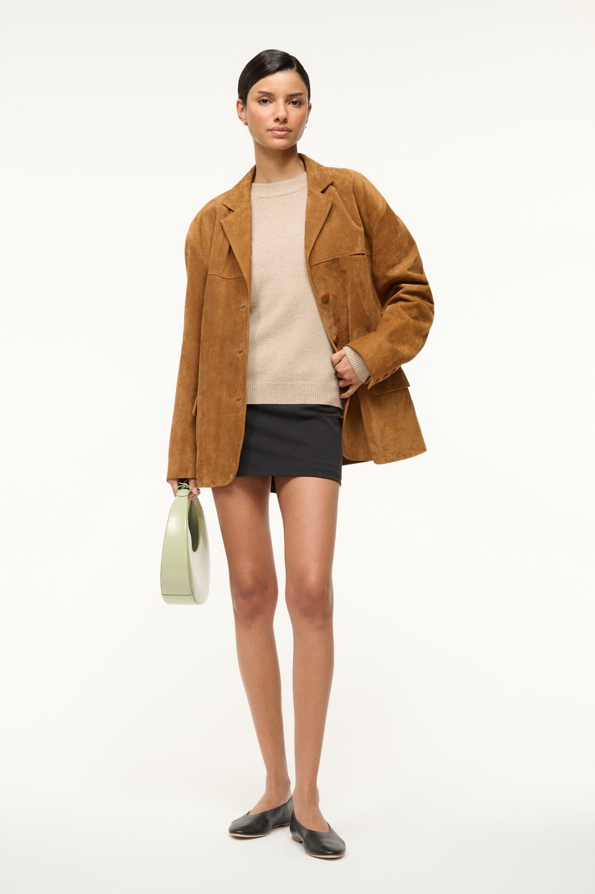 Serrano 100% Cashmere Relaxed Crewneck Sweater in Stone