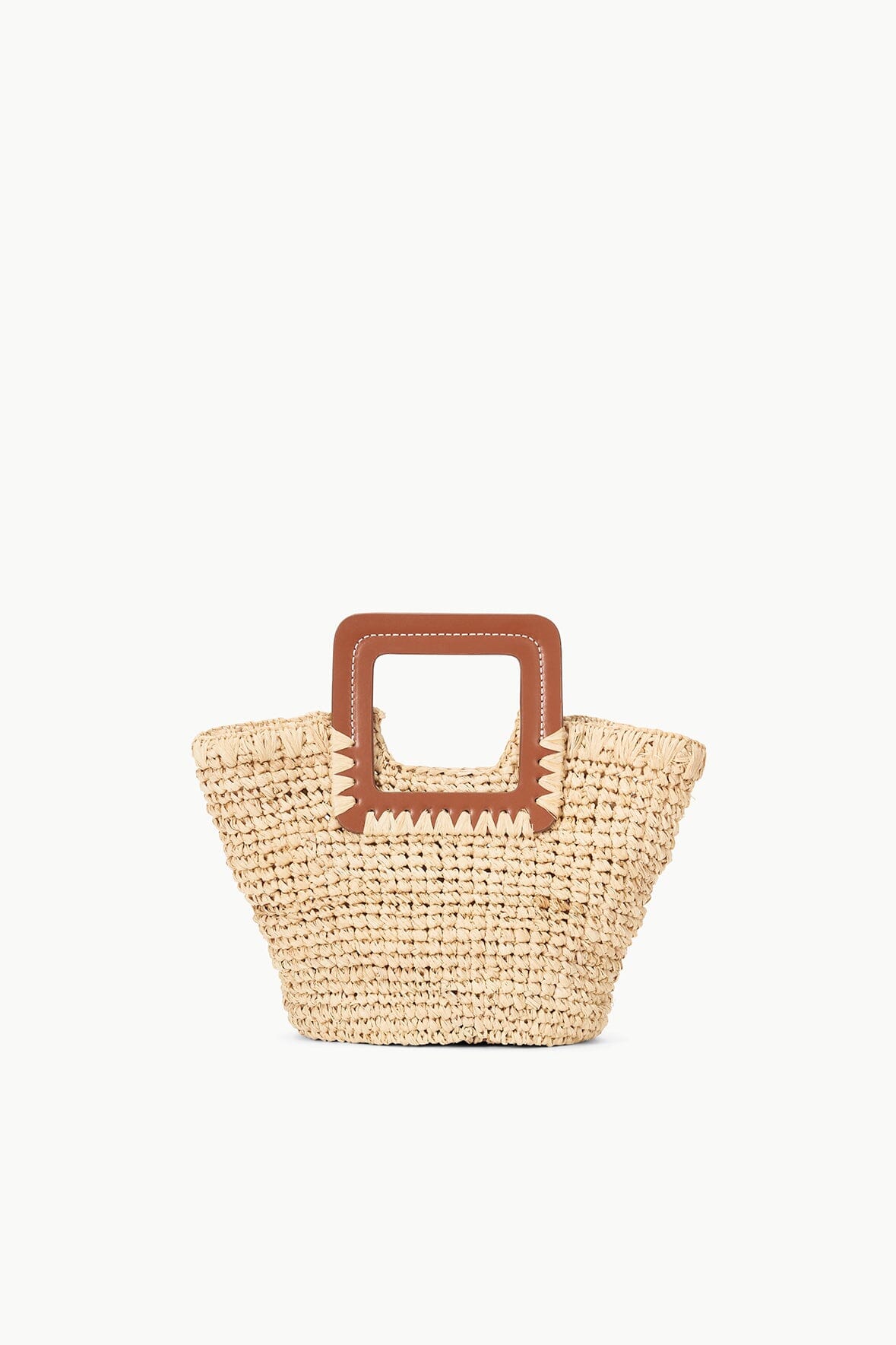 Shirley Natural Raffia Mini Bucket Bag with Leather Handle