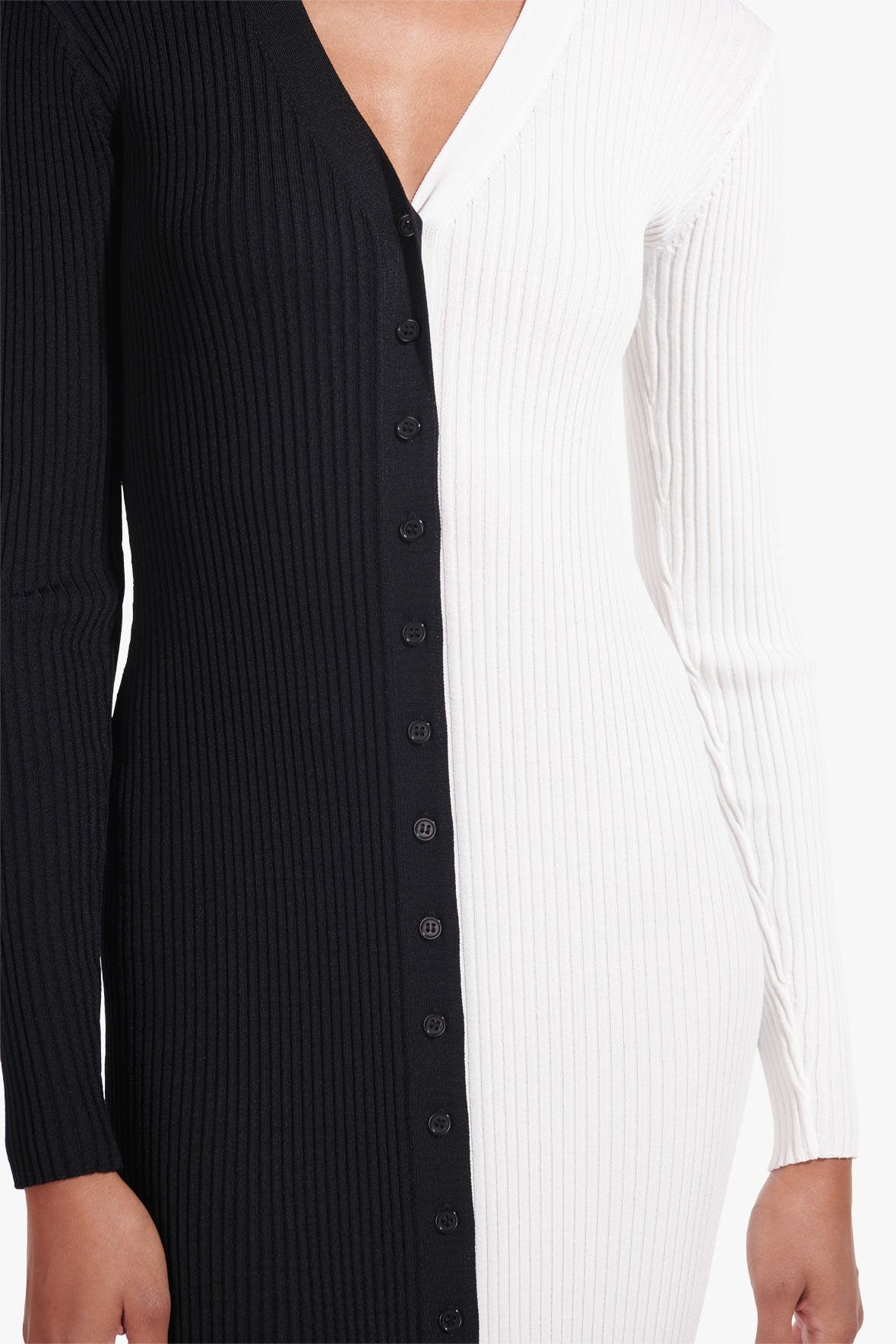 Shoko Black & White Rib Knit Sweater Cardigan Dress
