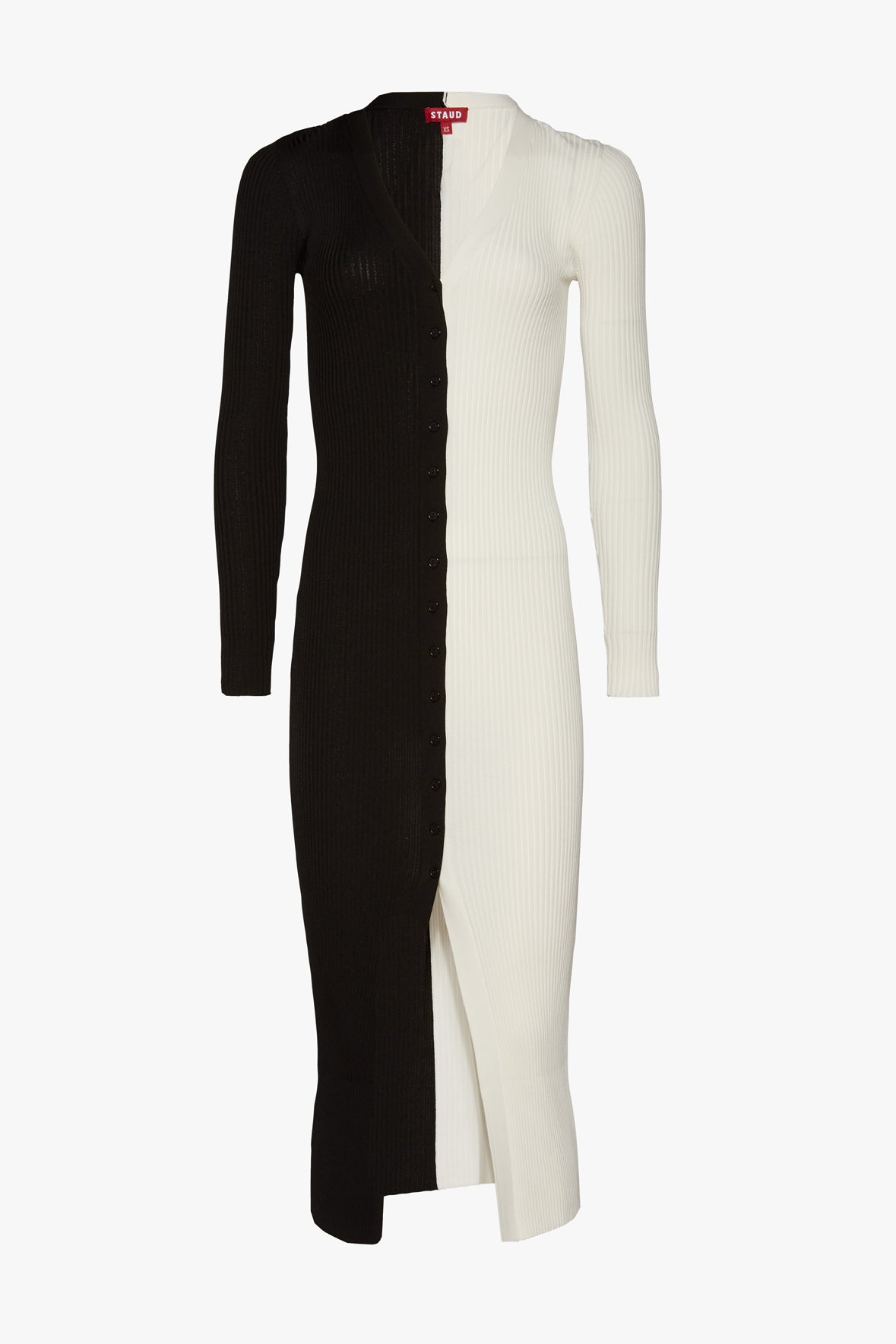 Shoko Black & White Rib Knit Sweater Cardigan Dress