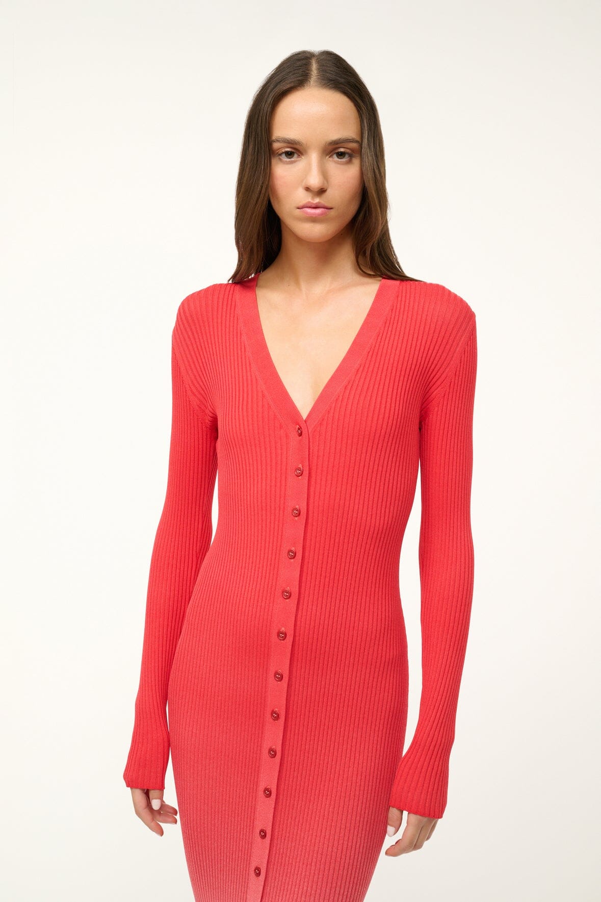 Shoko Sweater Cardigan Dress - Stretchy Rib Knit Dip Dye