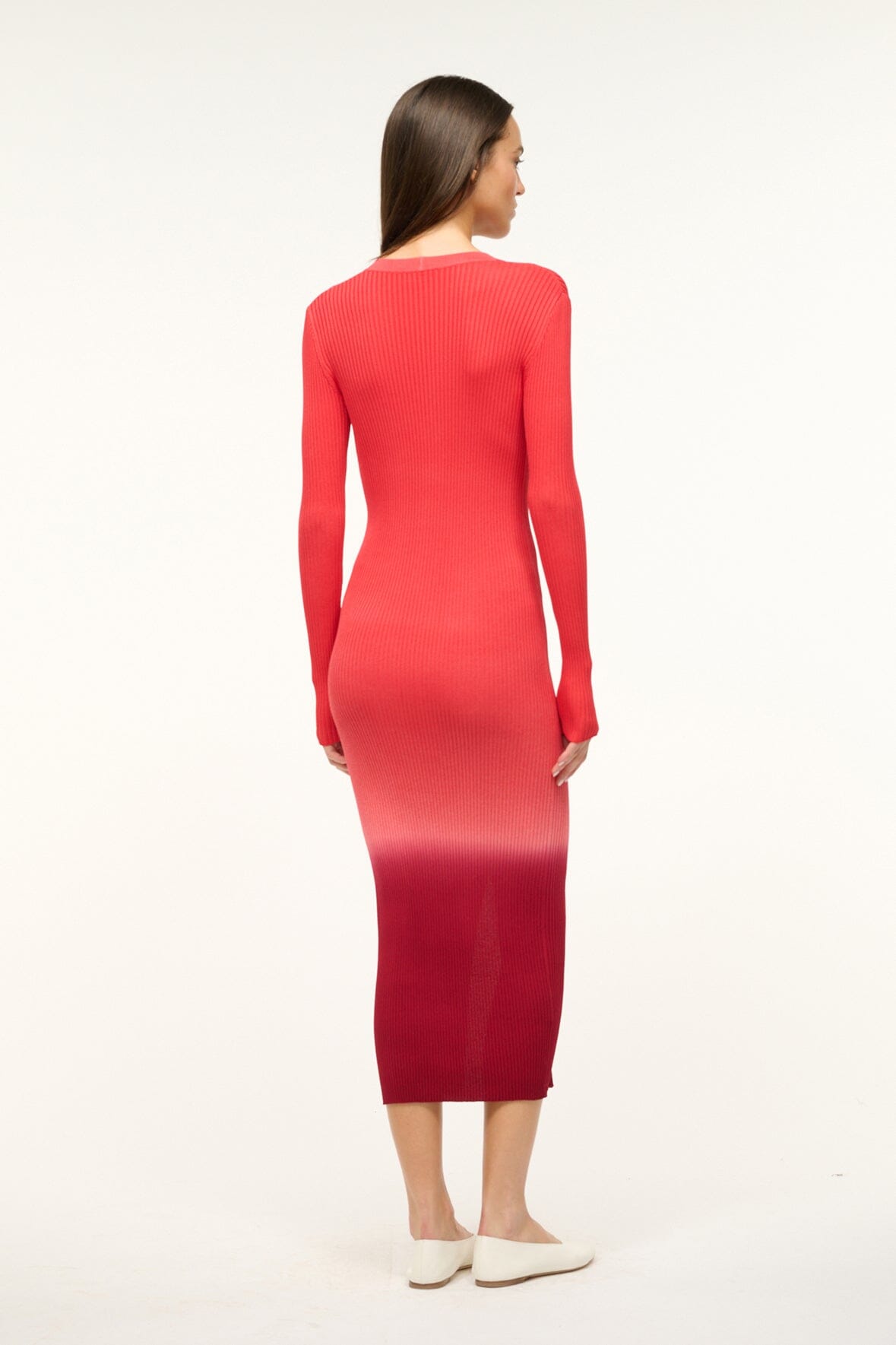 Shoko Sweater Cardigan Dress - Stretchy Rib Knit Dip Dye