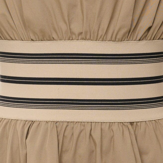 Amy Cotton Poplin Mini Dress with Square Neckline - Taupe