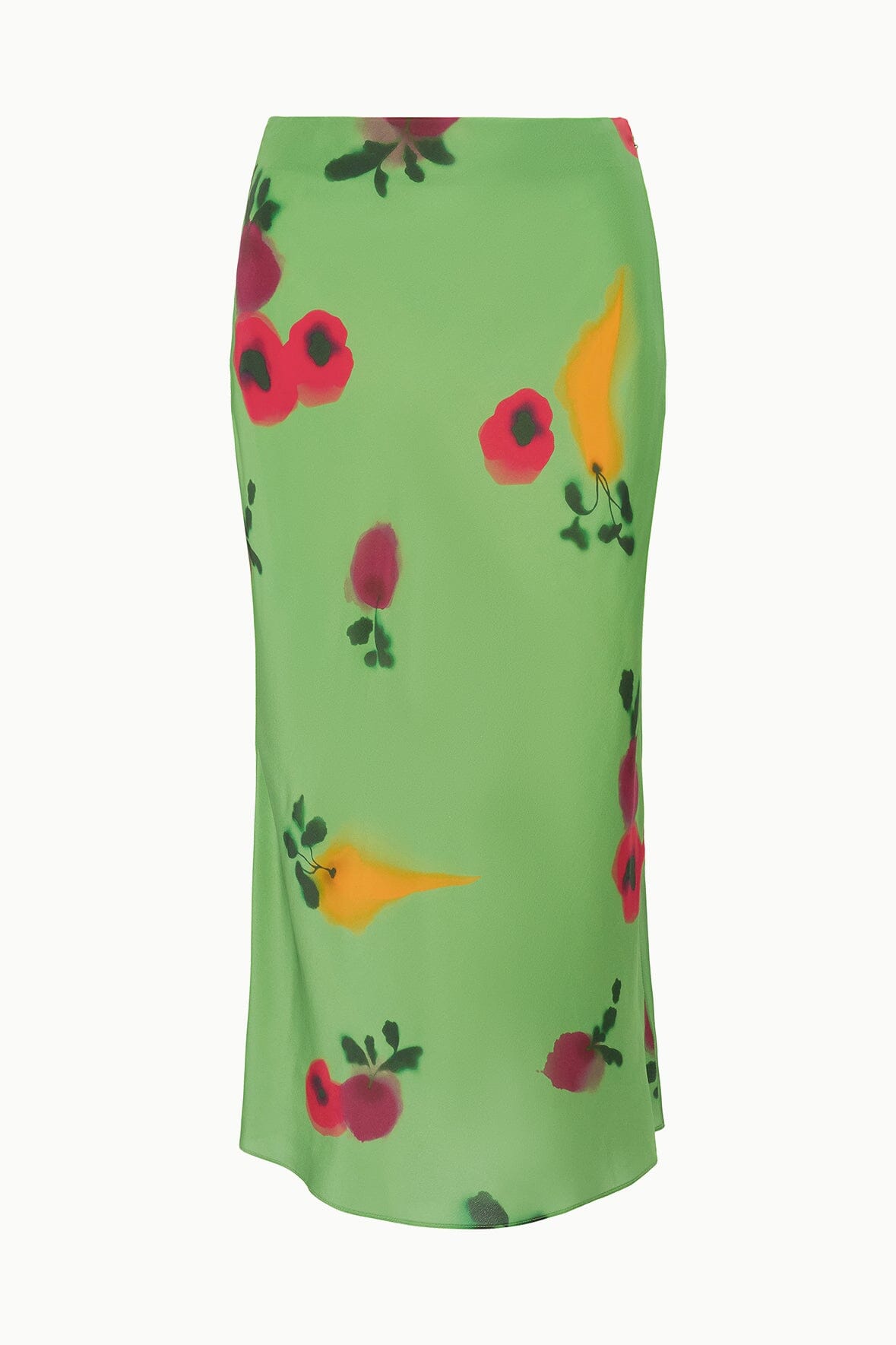 Angela Silk Skirt - Bias Cut Slim Fit with Farmers Market Leaf Print