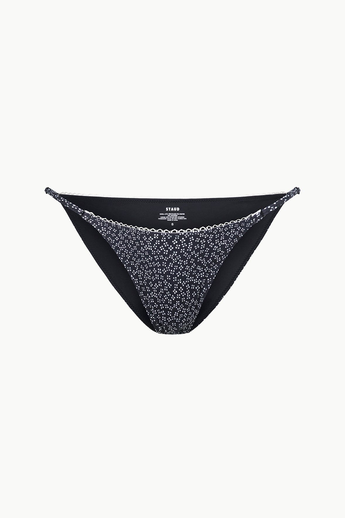 Sisley Black Floral String Bikini Bottom - Adjustable Low-Rise