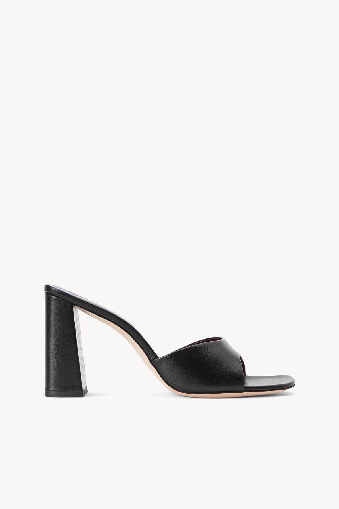 Sloane Black Leather Sandals with Chunky Heel & Square Toe