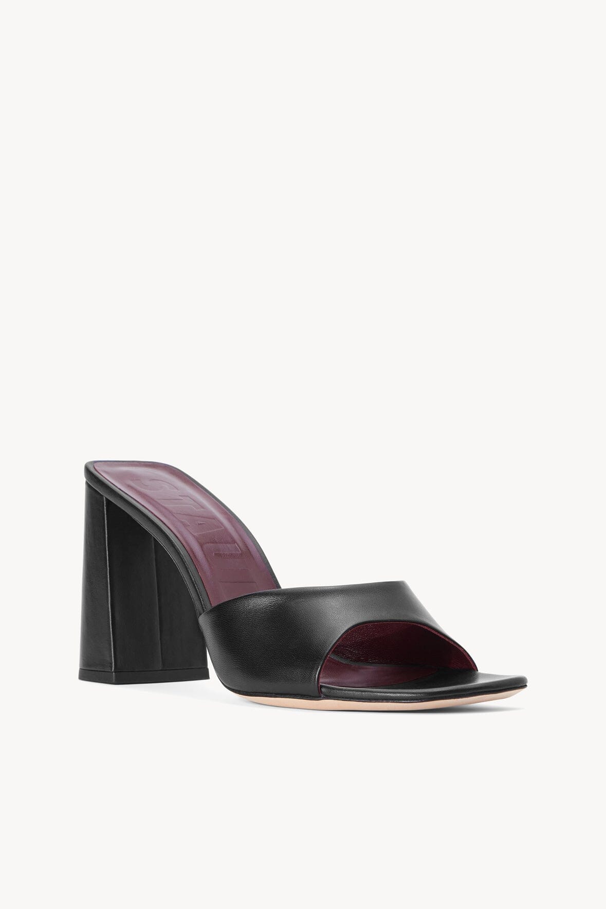 Sloane Black Leather Sandals with Chunky Heel & Square Toe