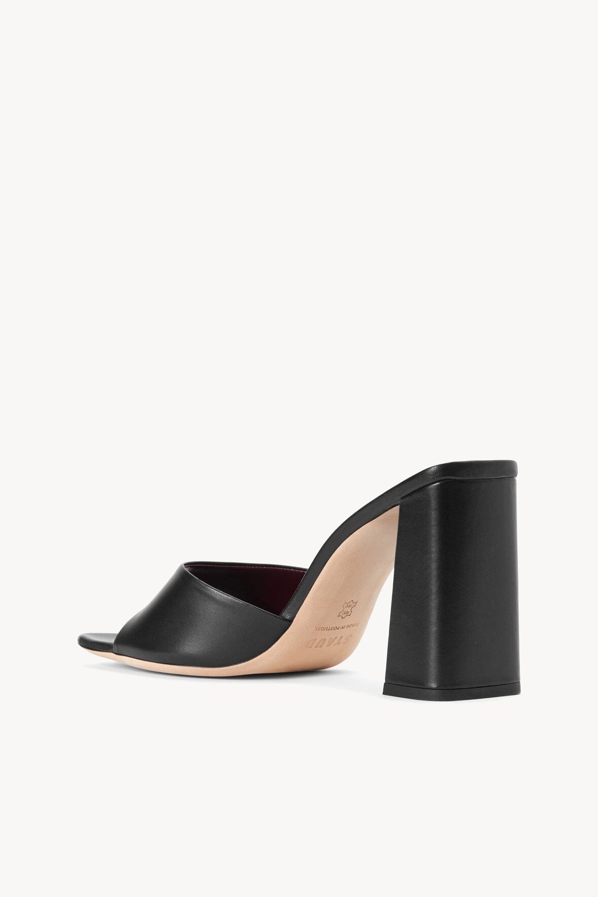 Sloane Black Leather Sandals with Chunky Heel & Square Toe
