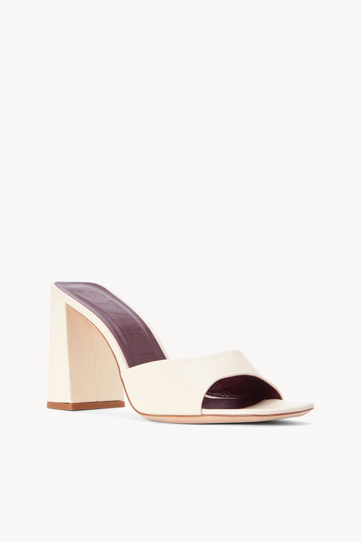 Sloane Cream Leather Sandals with Chunky Heel & Cushioned Footbed