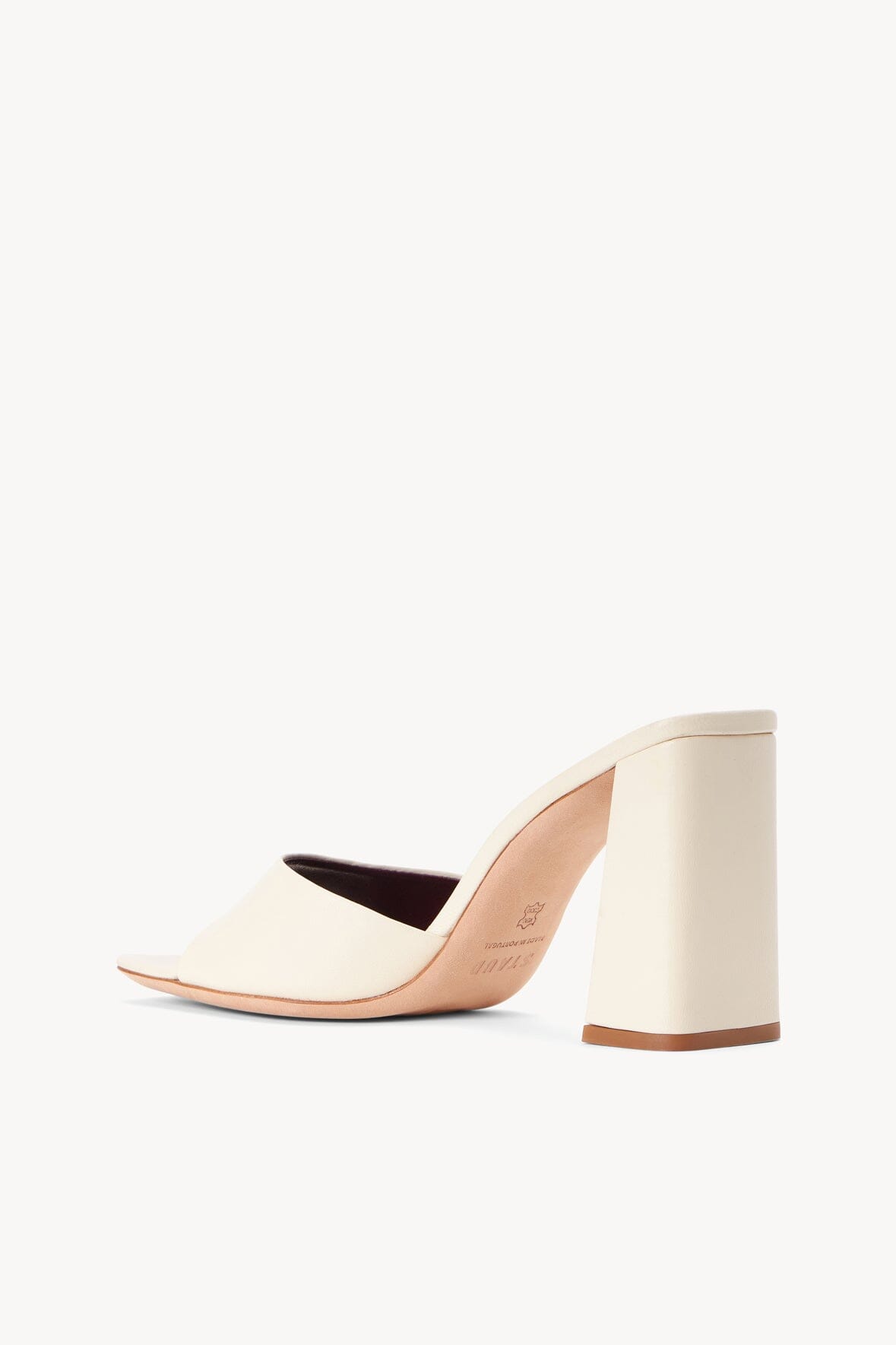 Sloane Cream Leather Sandals with Chunky Heel & Cushioned Footbed