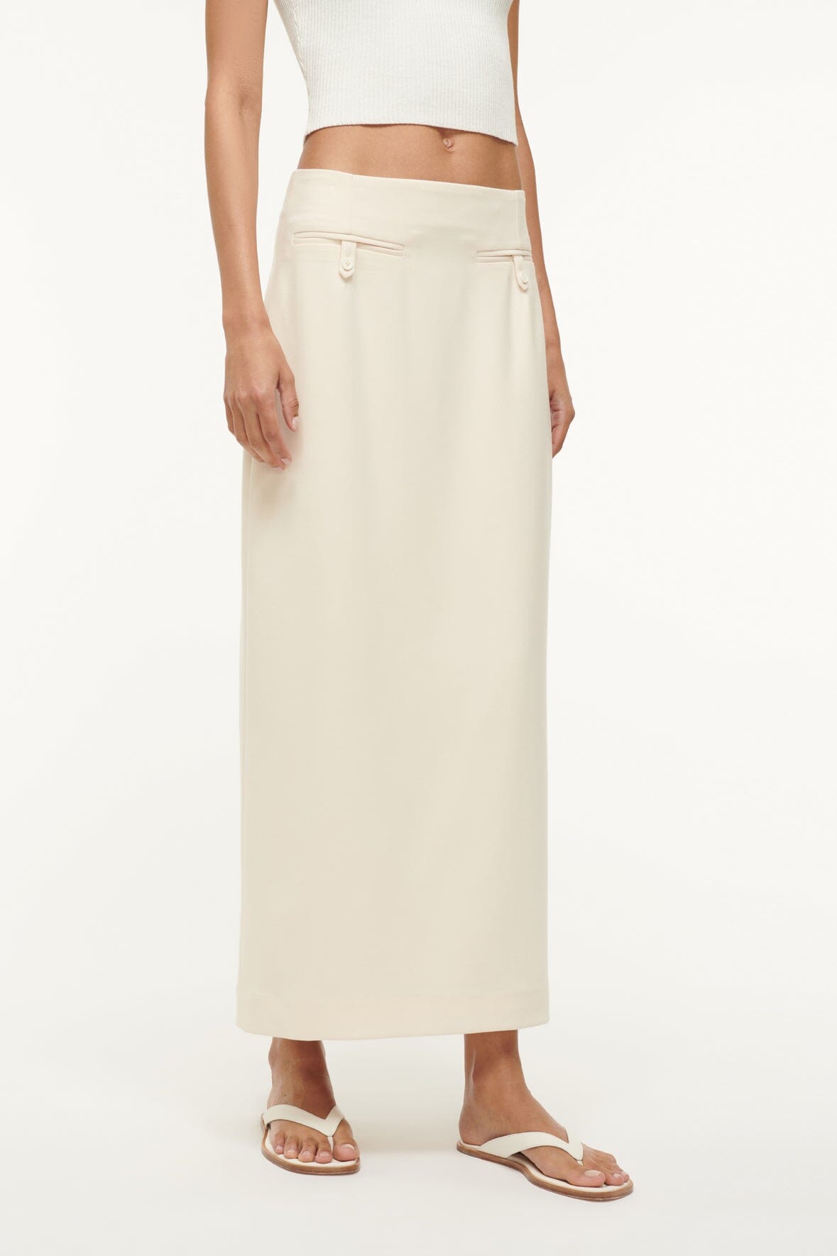 Smith Women's Tailored Midi Skirt with Pockets - Ecru