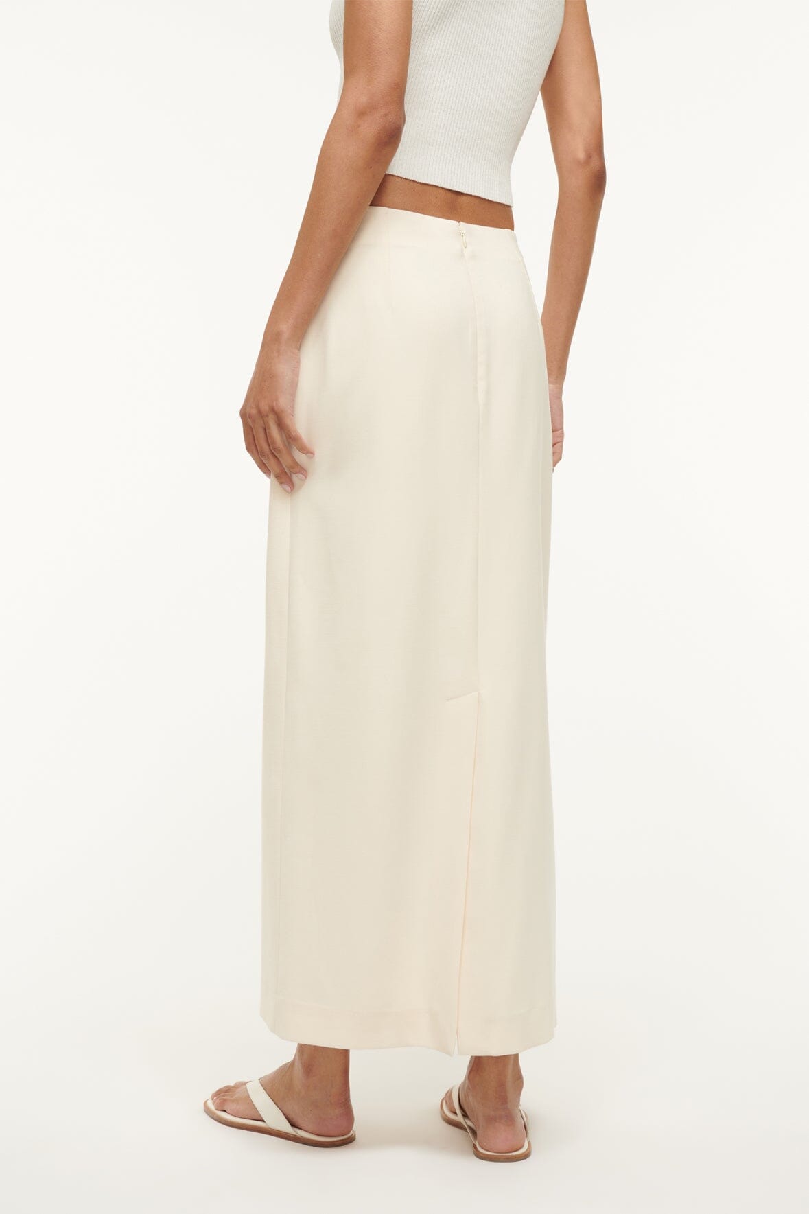 Smith Women's Tailored Midi Skirt with Pockets - Ecru