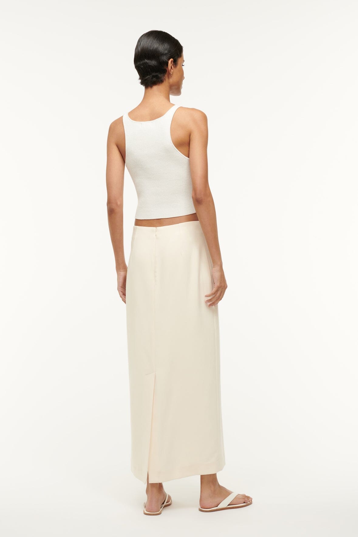 Smith Women's Tailored Midi Skirt with Pockets - Ecru