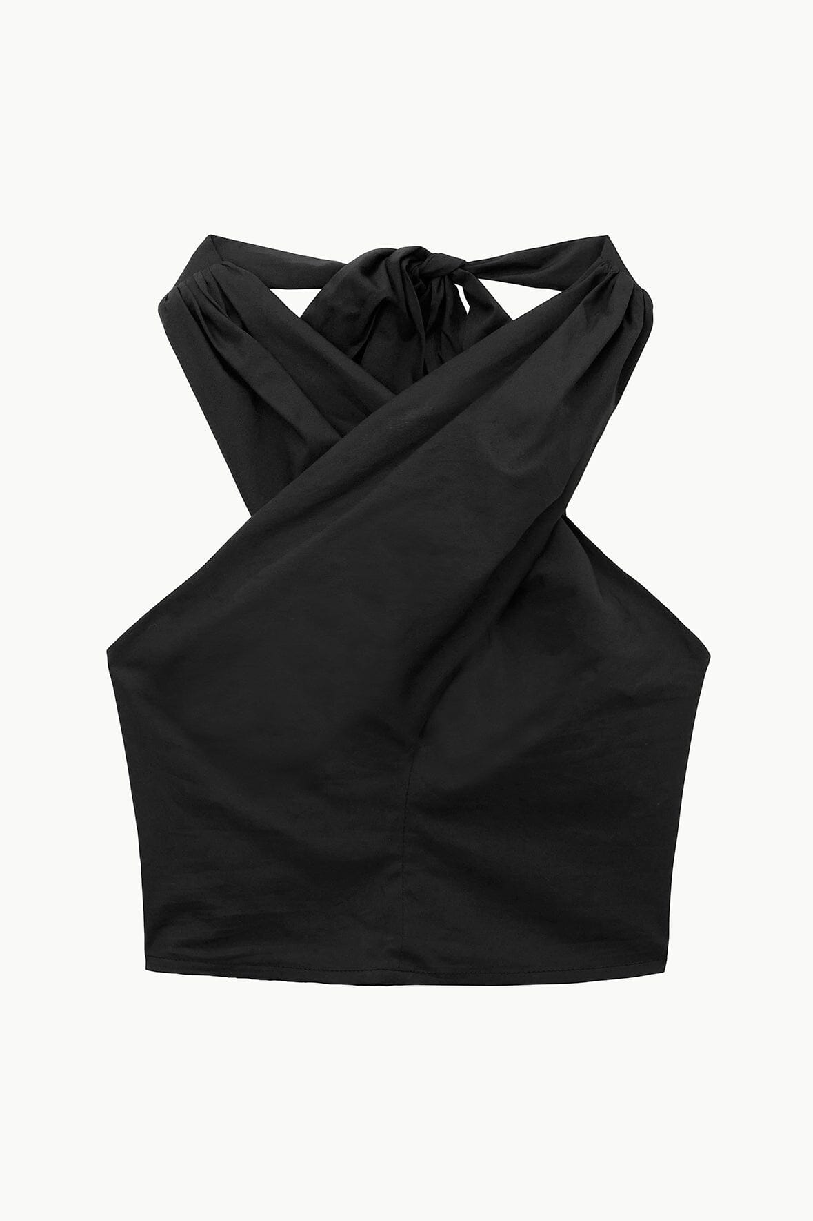 Black Smocked Back Halter Top with Self-Tie Neck