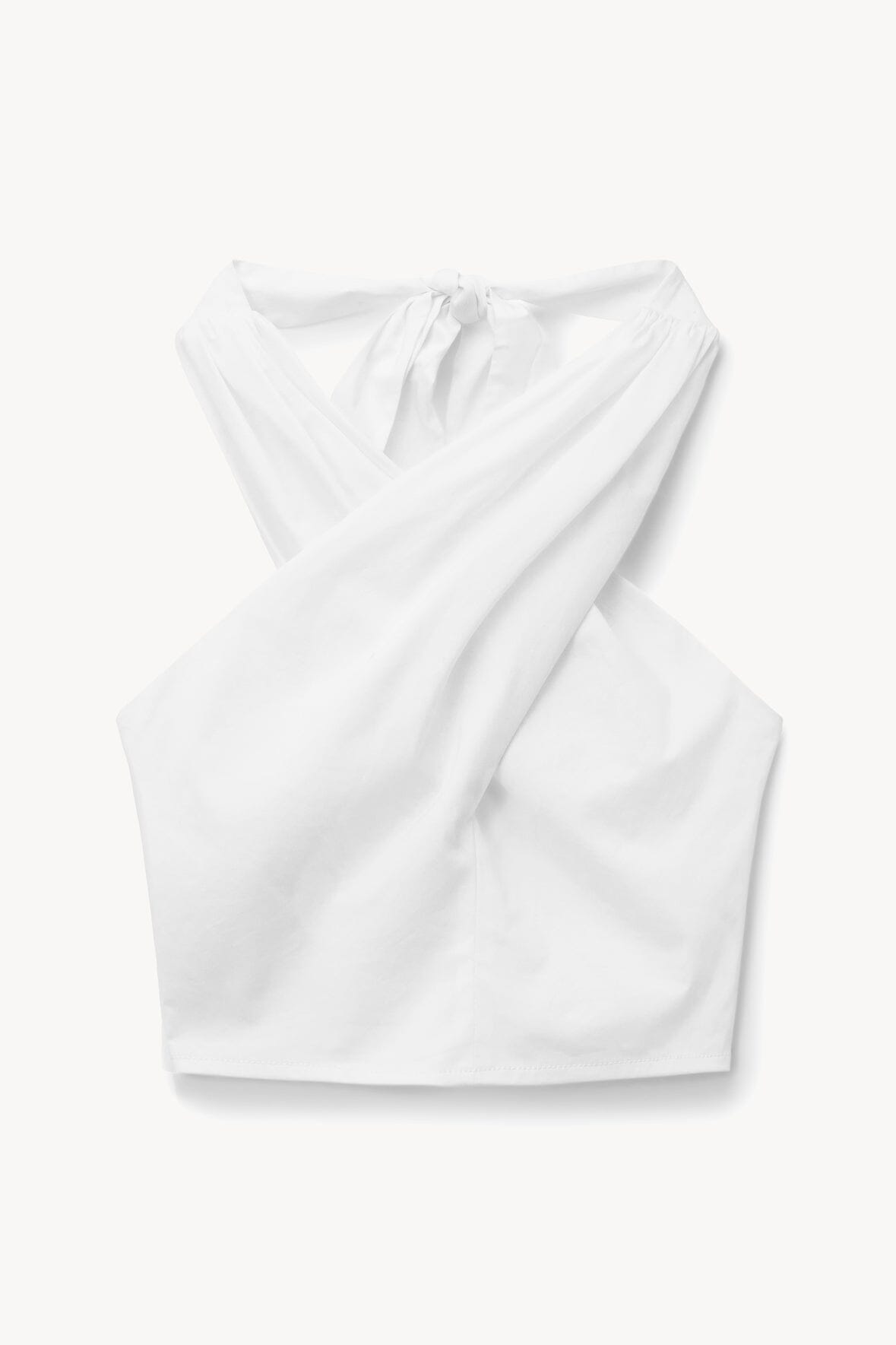 Women's White Smocked Halter Top with Self-Tie Neck