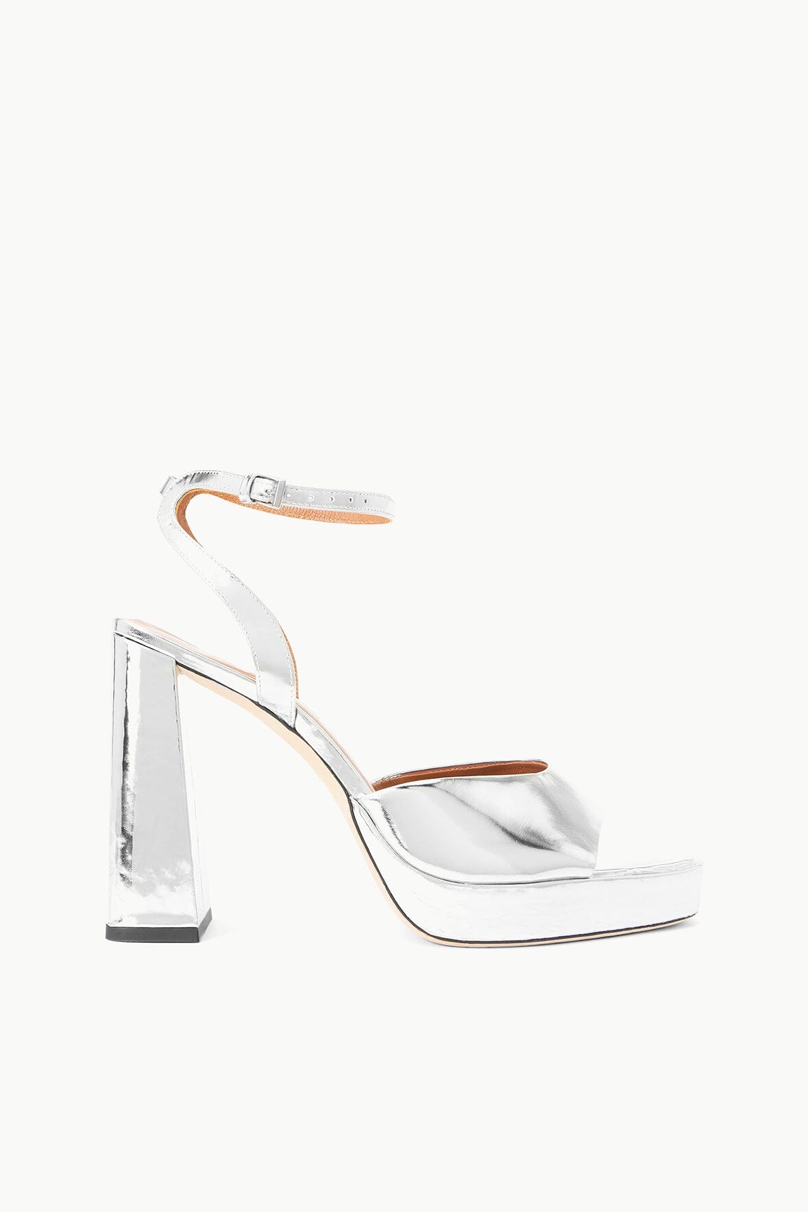 Solange Chrome Platform Heel with Ankle Strap