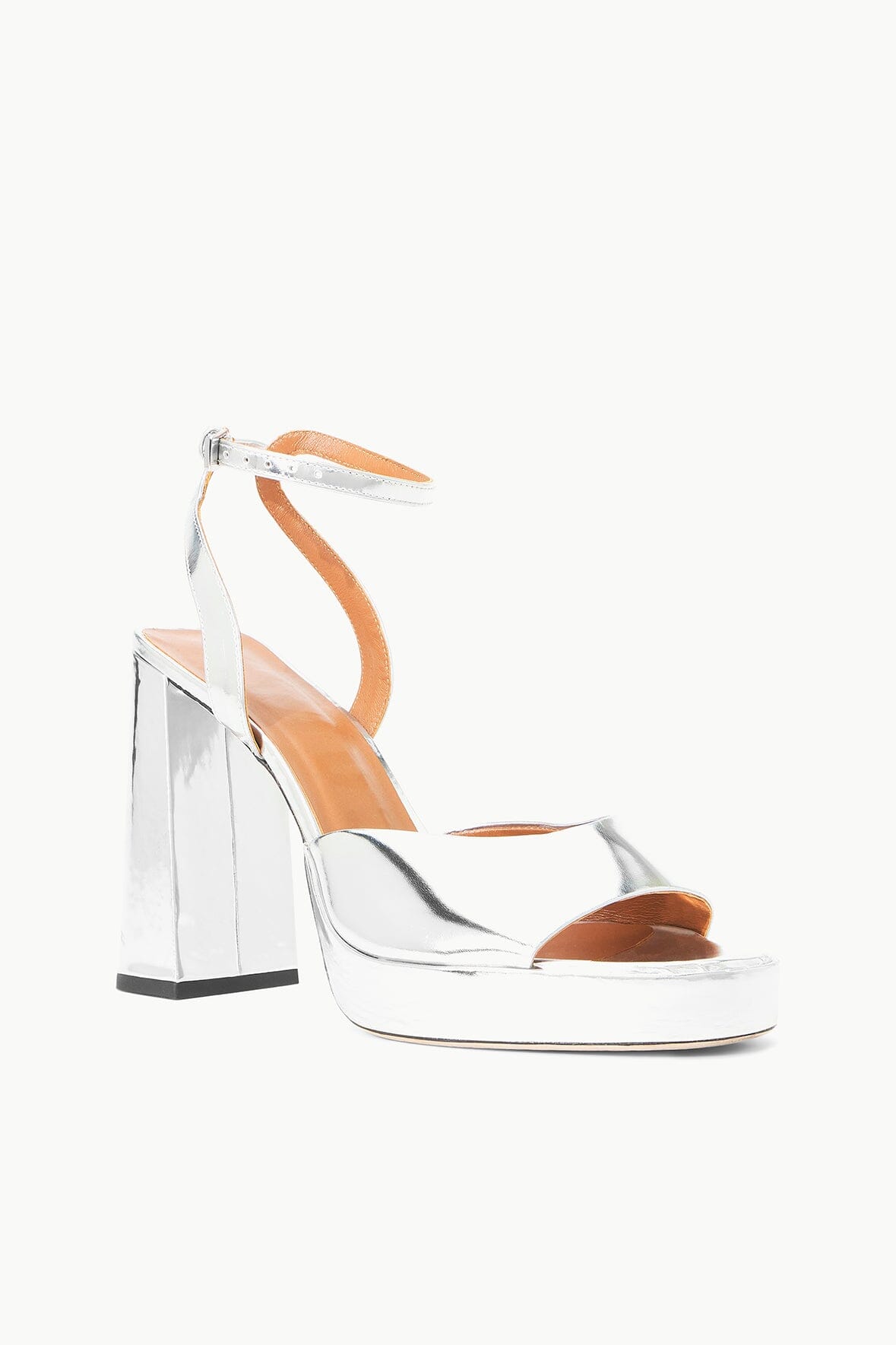 Solange Chrome Platform Heel with Ankle Strap