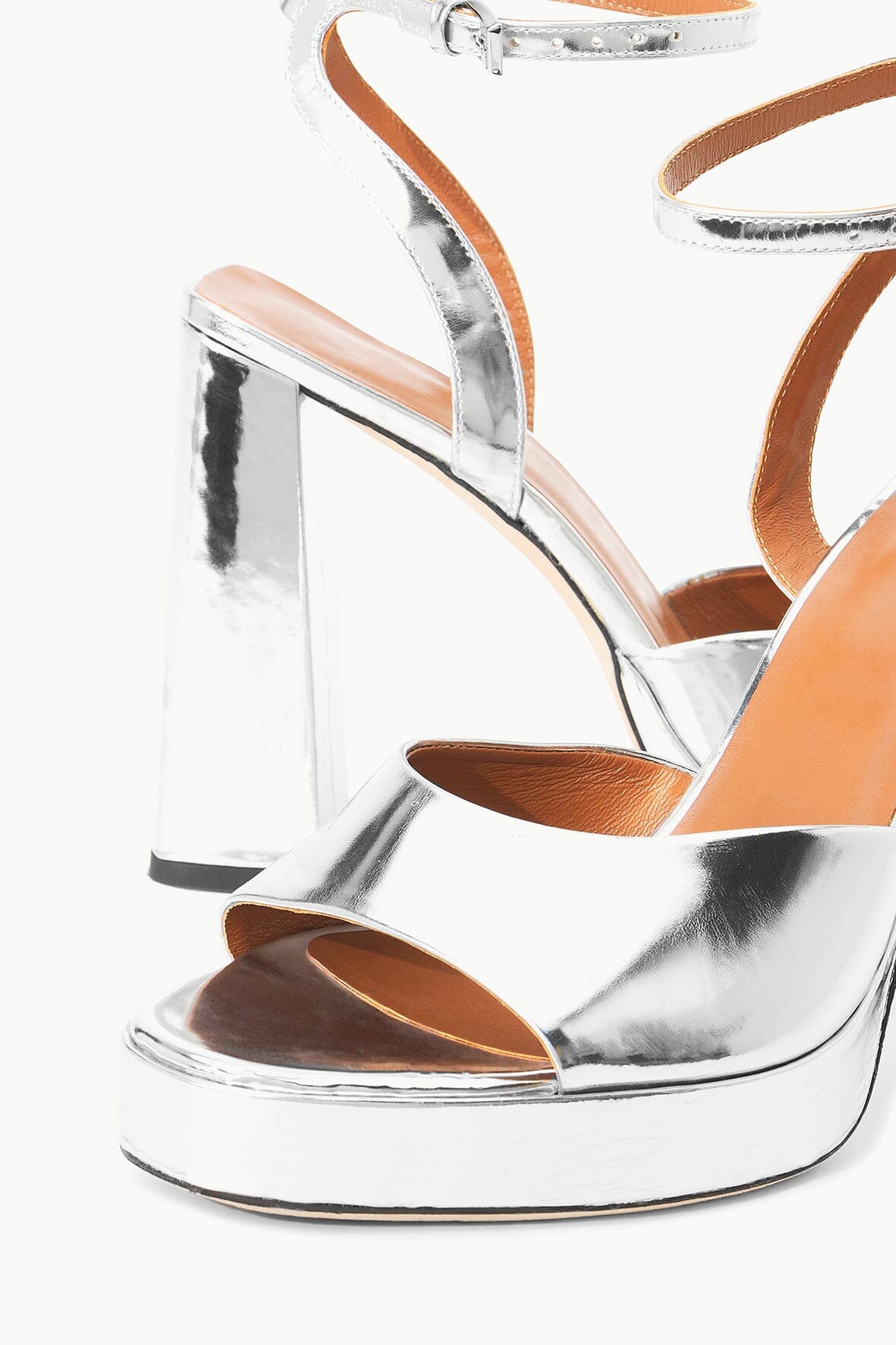 Solange Chrome Platform Heel with Ankle Strap