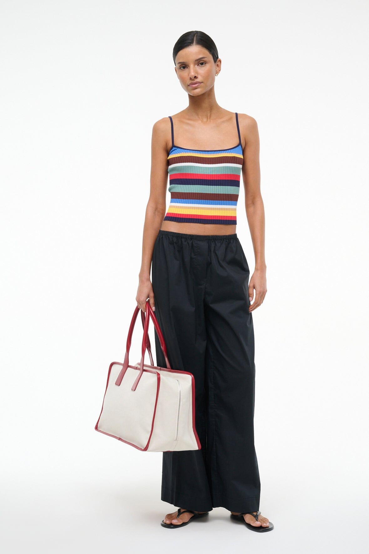 Soleil Rib Knit Tank Top - Striped Essential Camisole for Layering